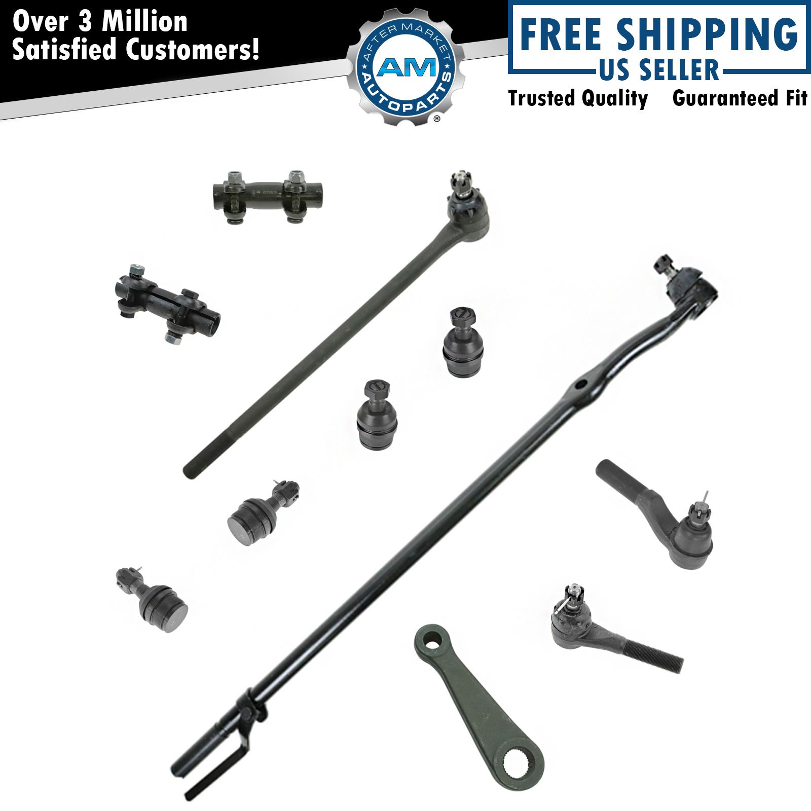 Front 11 Piece Steering Suspension Kit Tie Rods Ball Joints Pitman Arm Automotive Parts Accessories