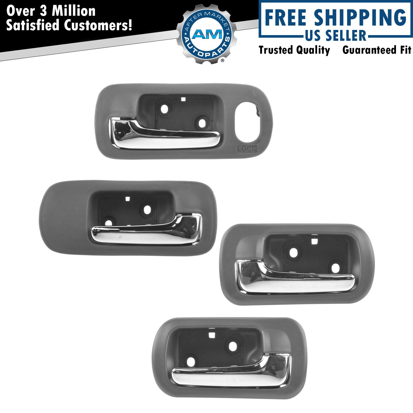 Front/Rear Chrome & Taupe Inside Door Handle Set of 4 for Civic Sedan Power Lock