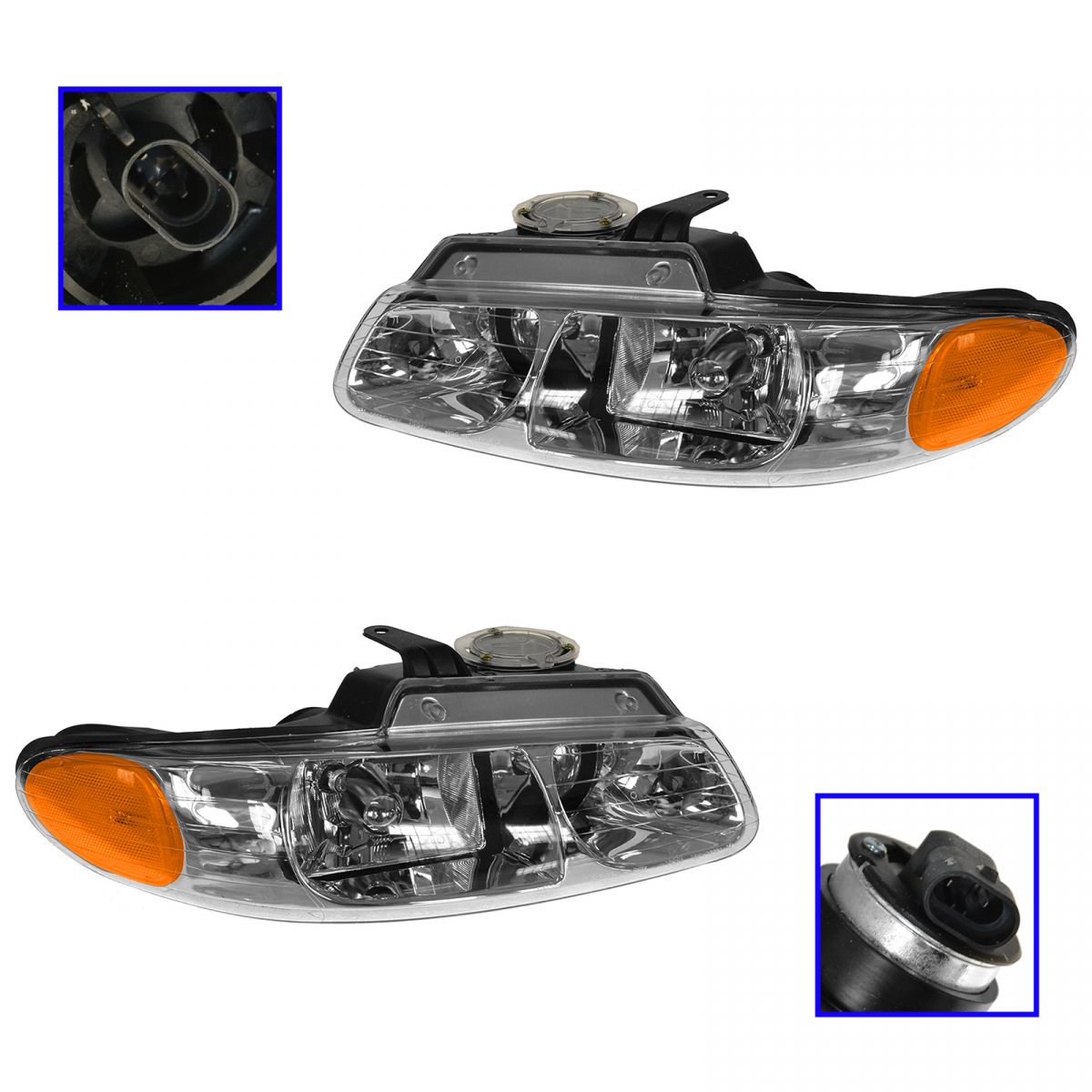 Quad Headlights Headlamps Left & Right Pair Set NEW for Grand Caravan