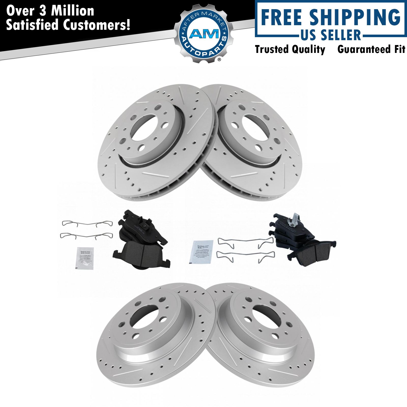 Ceramic Pad & Brake Performance Rotor Front & Rear Kit for Volvo