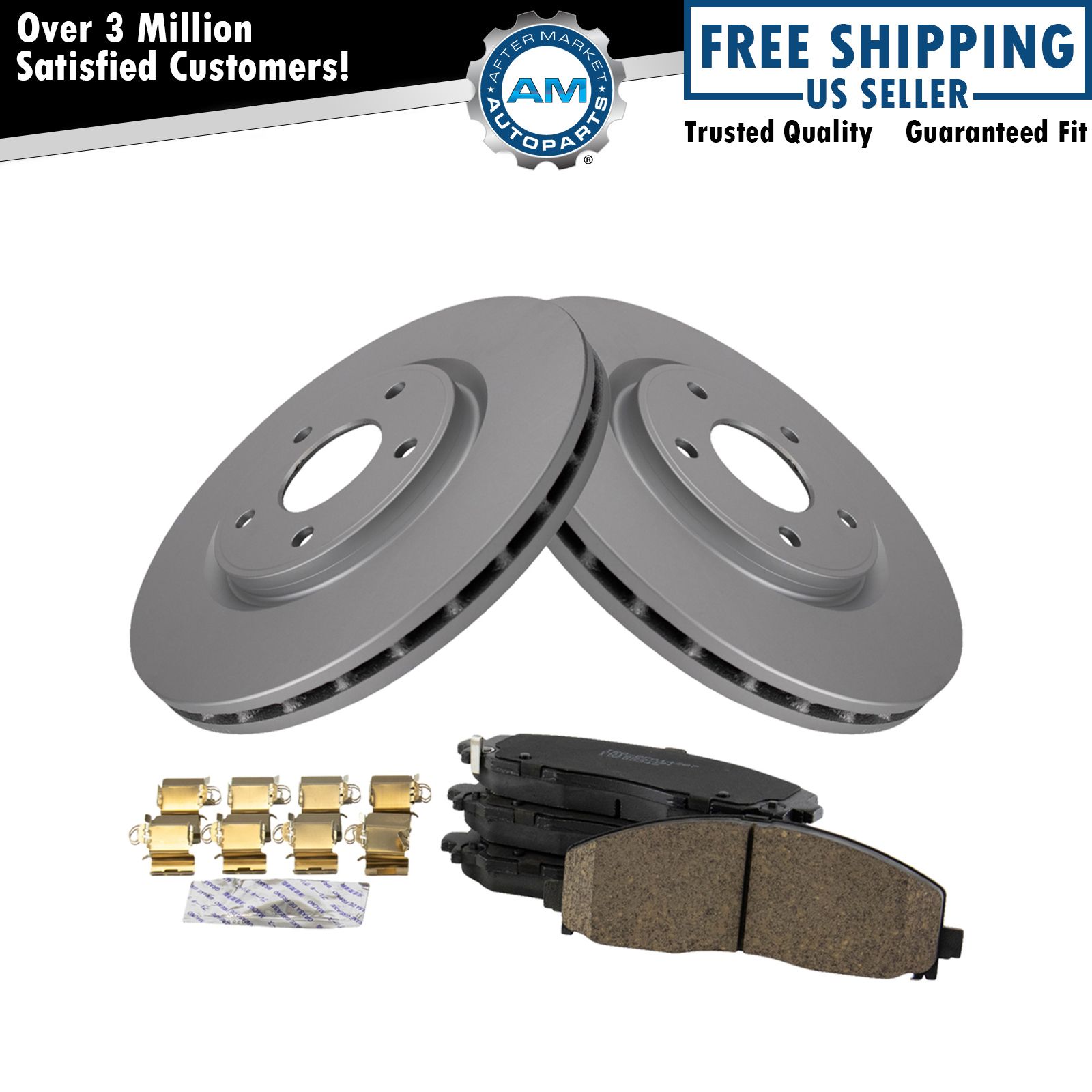 Front Premium Ceramic Brake Pad & Coated Rotor Kit for Chrysler VW Van