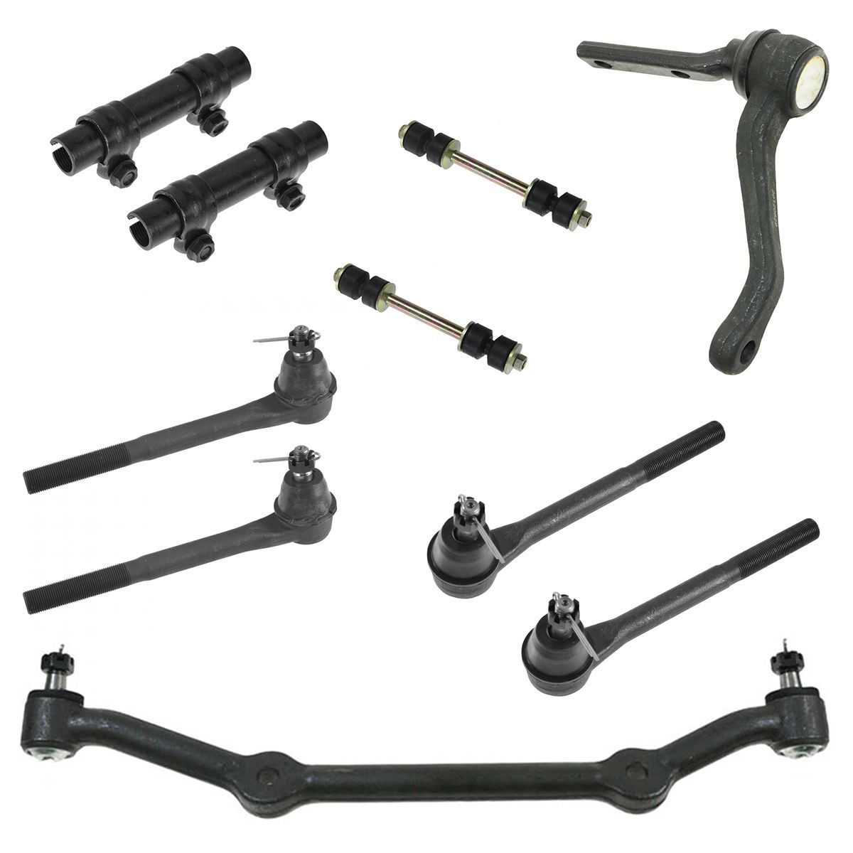 10 Piece Front Suspension Kit Idler Arm Drag Link Tie Rods & Sway Bar