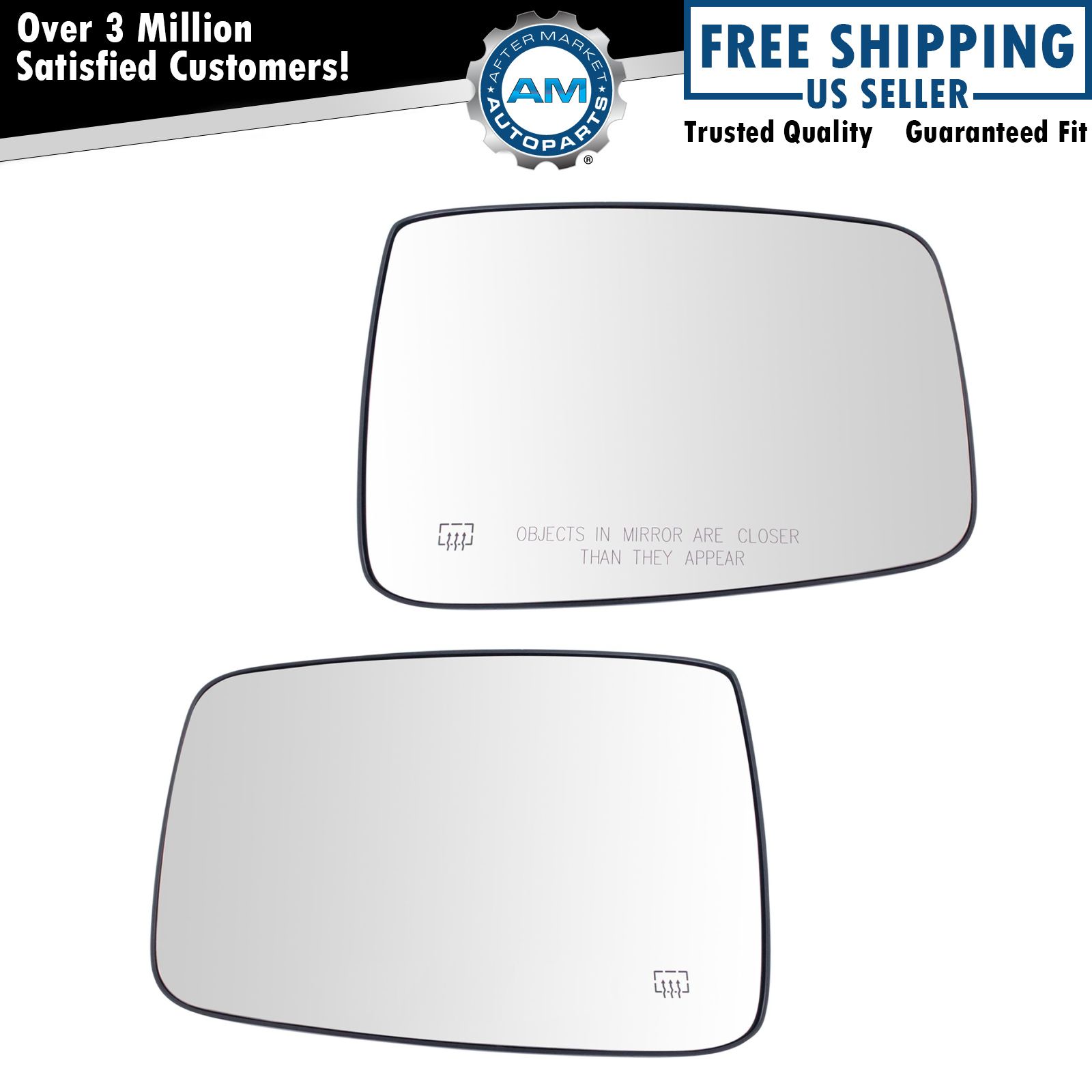 Exterior Mirror Glass Pair LH & RH Sides Power Heated for Dodge Ram 1500 2500