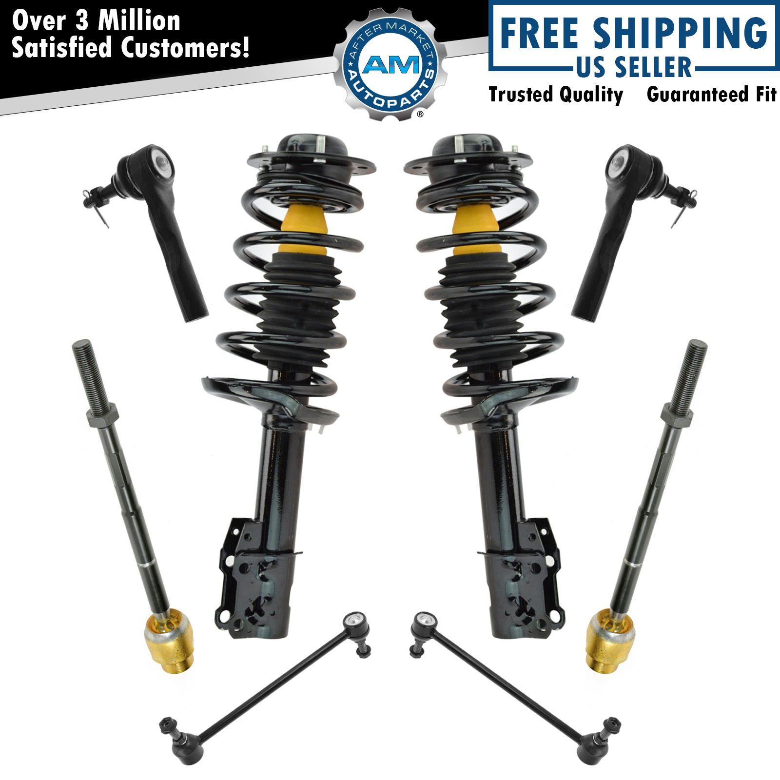 Spring Strut Assembly,OCPTY Complete Struts Shocks Control Arm and Ball Joint Assembly Stabilizer Bar Link Tie Rod End Fits for 2007-2012 Versa 343465 172352 FL 172351 FR Replace Strut