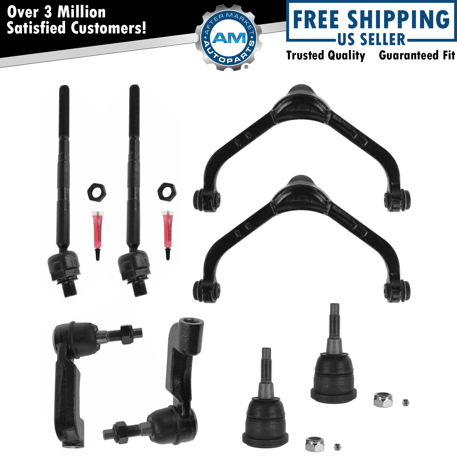 Control Arms Inner & Outer Tie Rods Ball Joints Kit Set of 8 for Jeep Liberty