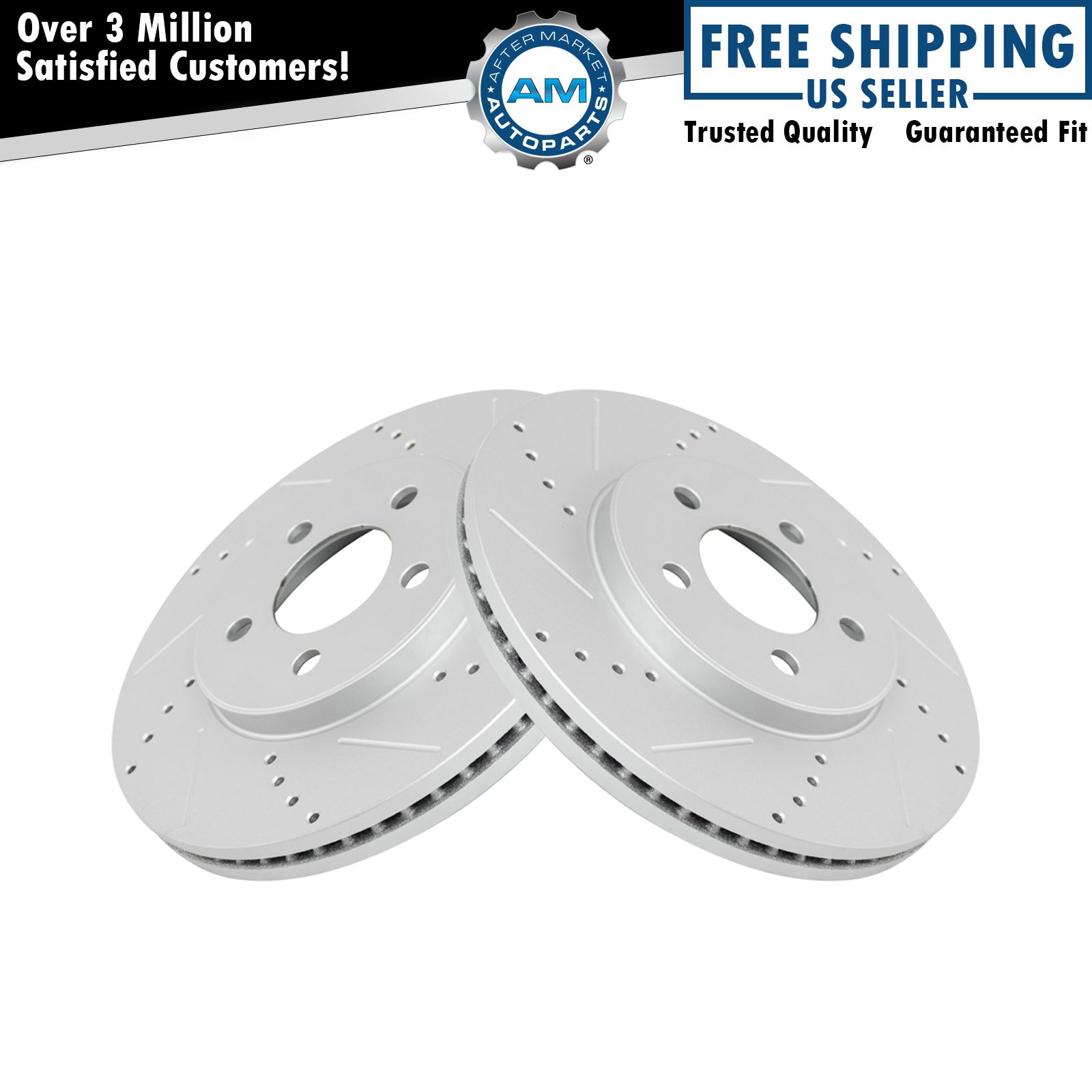 Performance Brake Rotor Drilled Slotted Front G-Coated Pair for Ford