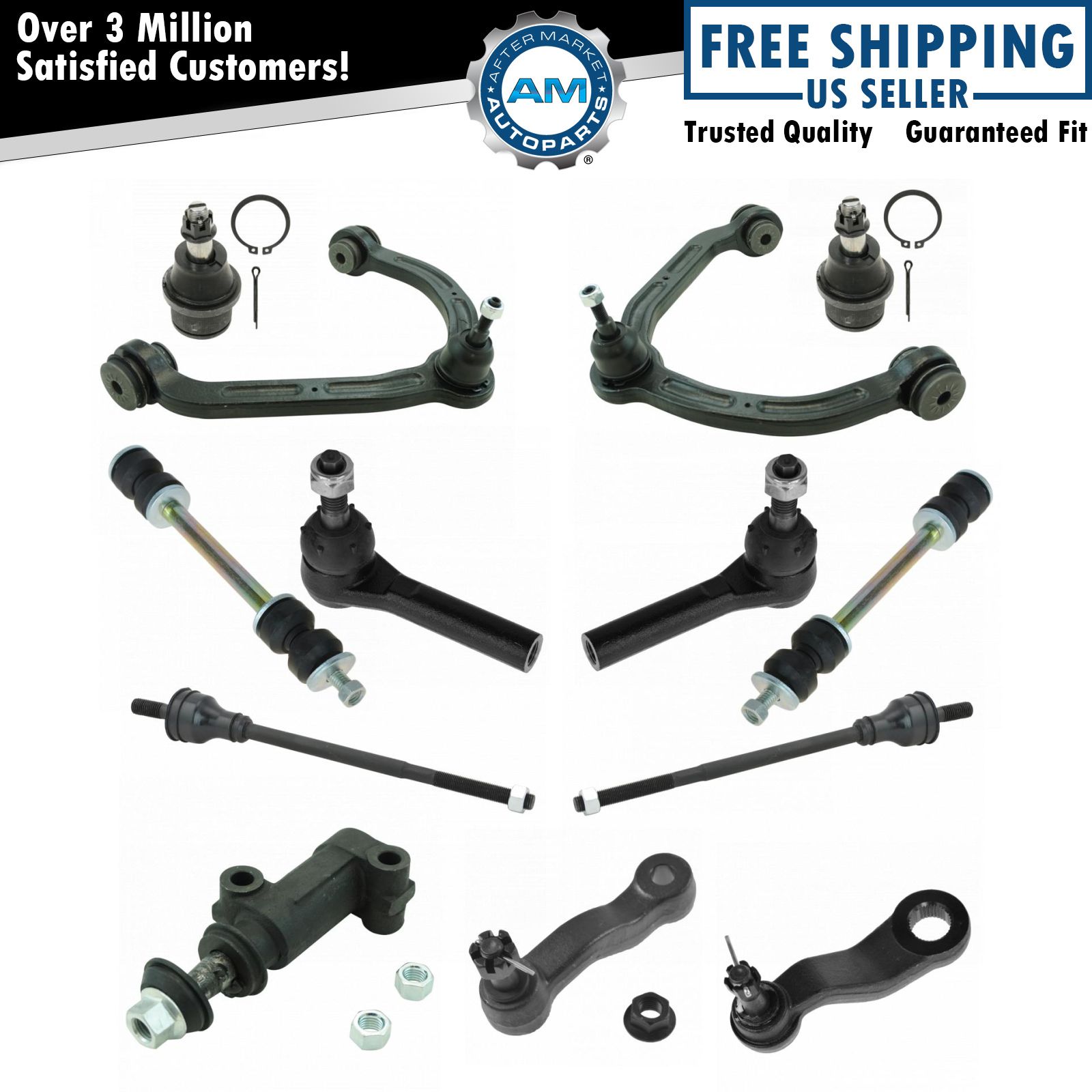 Front Control Arms Ball Joints Sway Links Tie Rods Idler Pitman Arm Kit ...