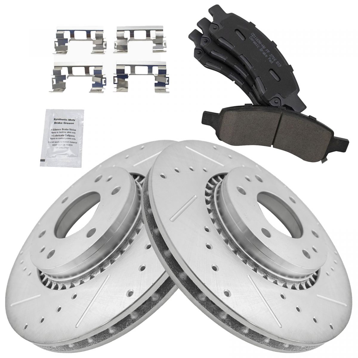 Ceramic Pads C1304 Black Hart *DRILLED /& SLOTTED* Brake Rotors FRONT+REAR KIT