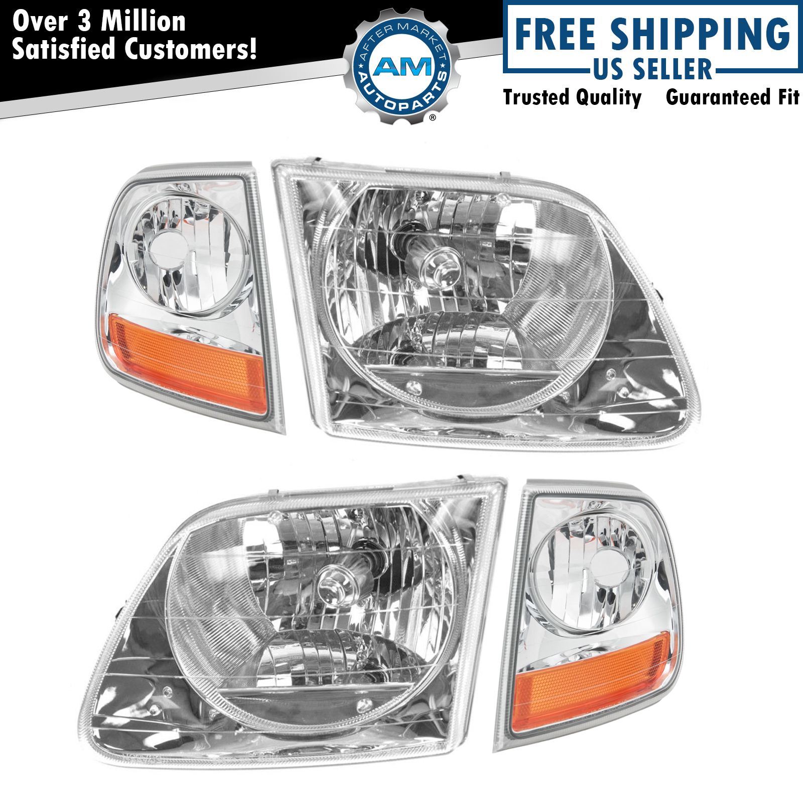 Lightning Style Headlights & Corner Parking Lights Kit Set for F150 Expedition