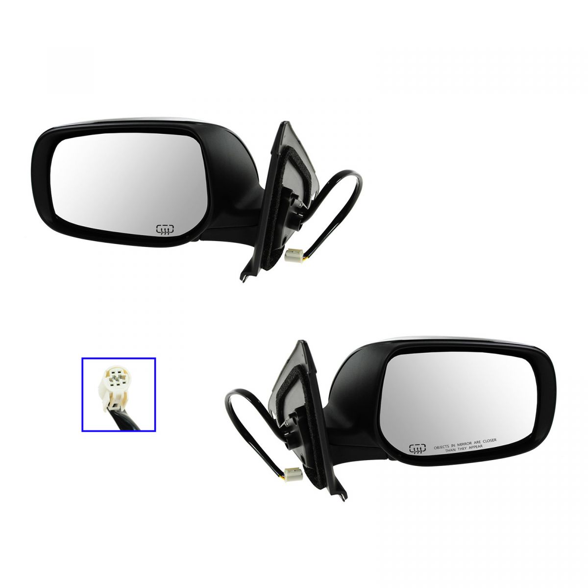 Side View Mirrors Power Heated Gloss Black Pair Set for 0913 Toyota