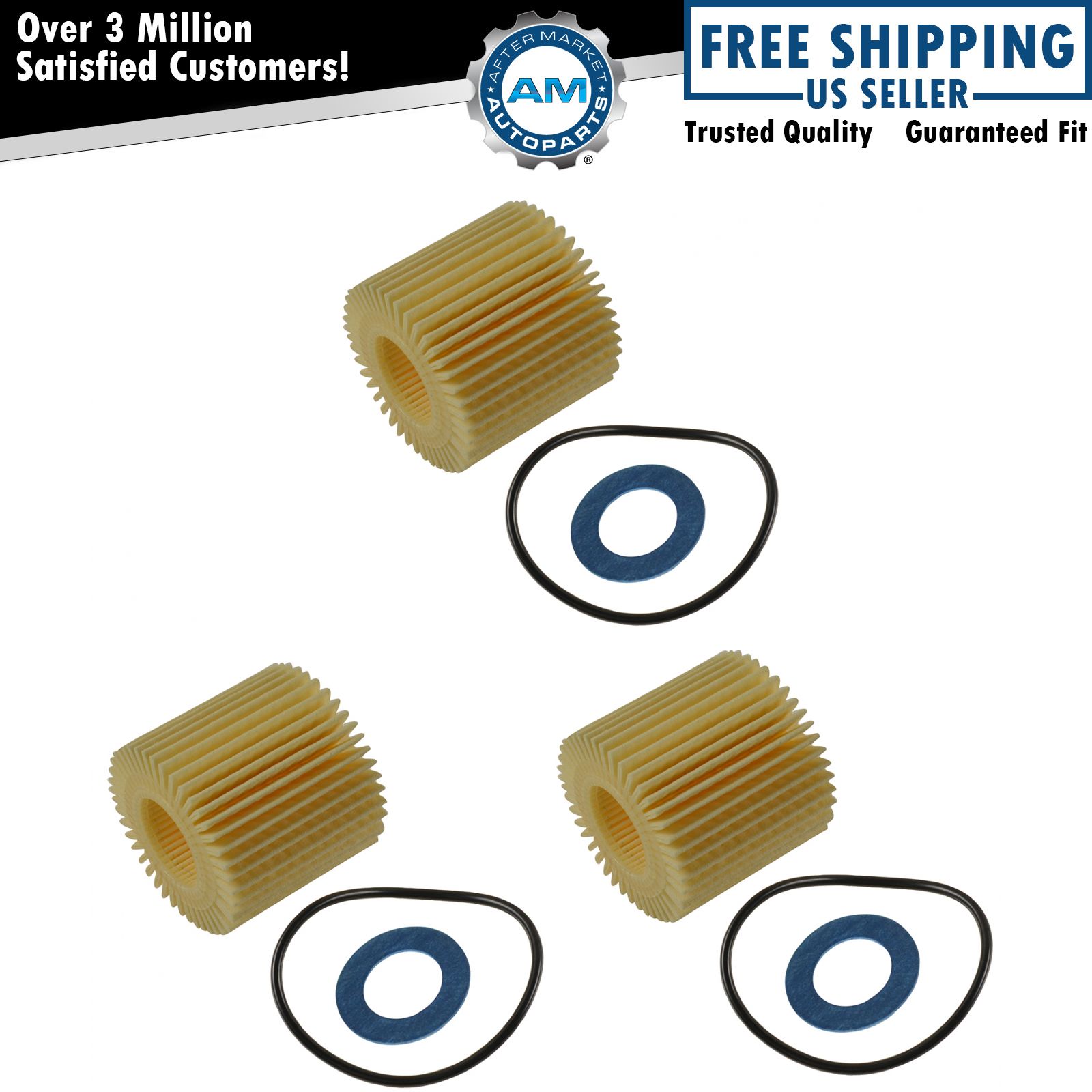 OEM Engine Oil Filter Cartridge & Drain Plug Gasket Set of 3 for Lexus