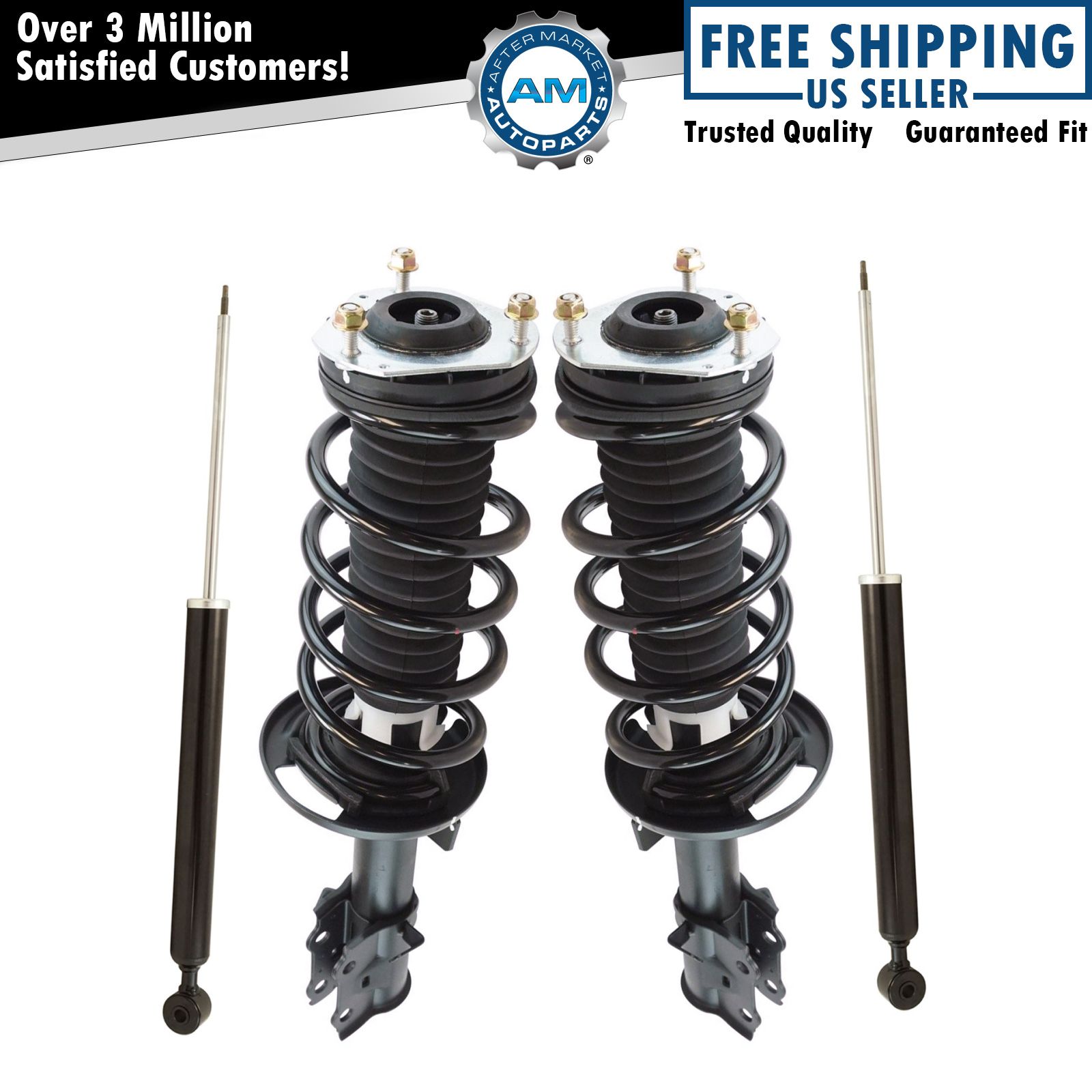 Front Rear Loaded Complete Strut Spring Assembly Shock Absorber Kit Set 4pc