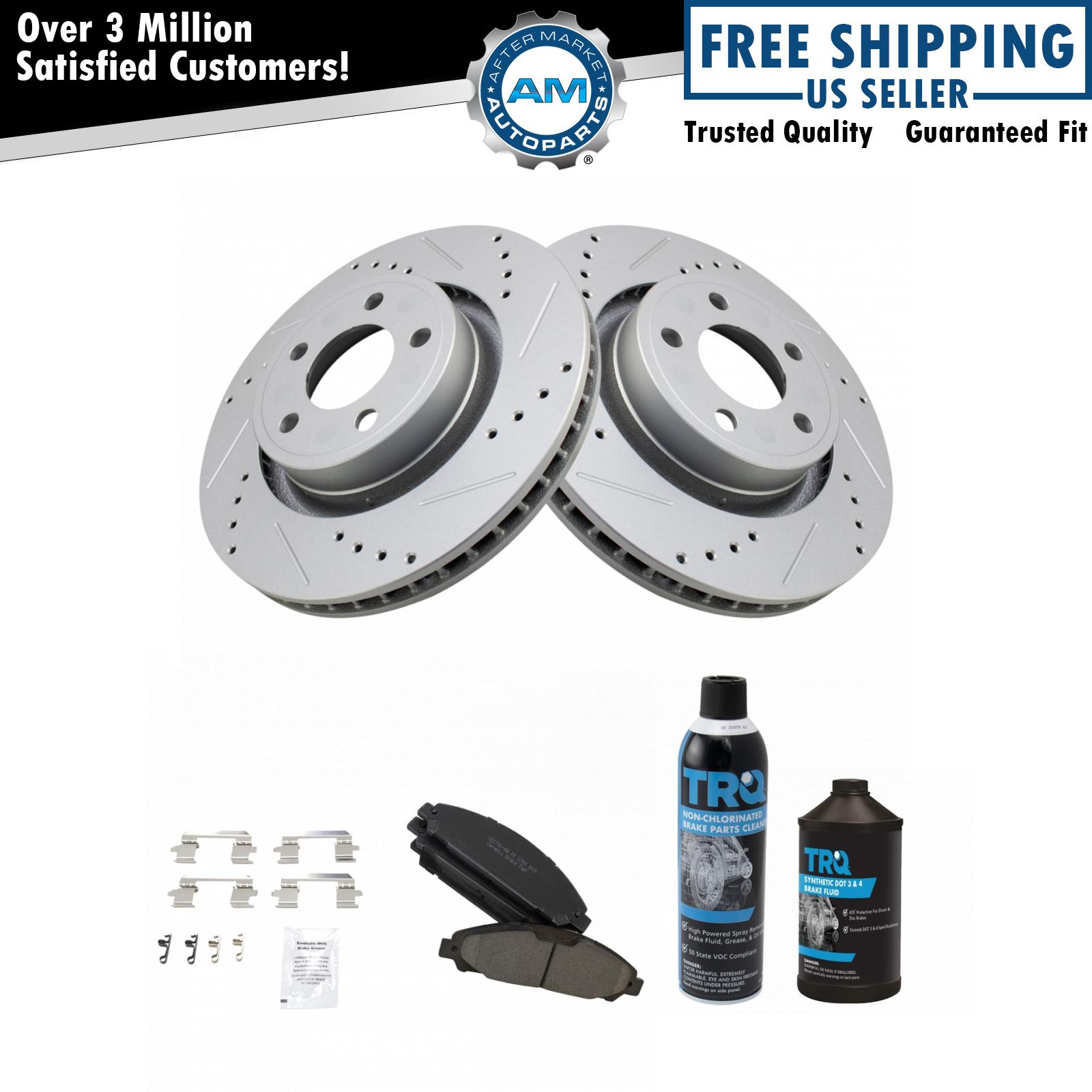 Front Ceramic Pad & Performance Coated Rotor w/Chemicals