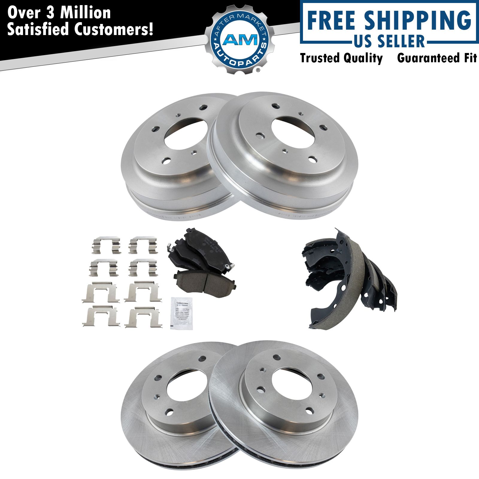 Brake Rotors Pads Drums Shoes Kit Front & Rear for 01-06 Nissan Sentra
