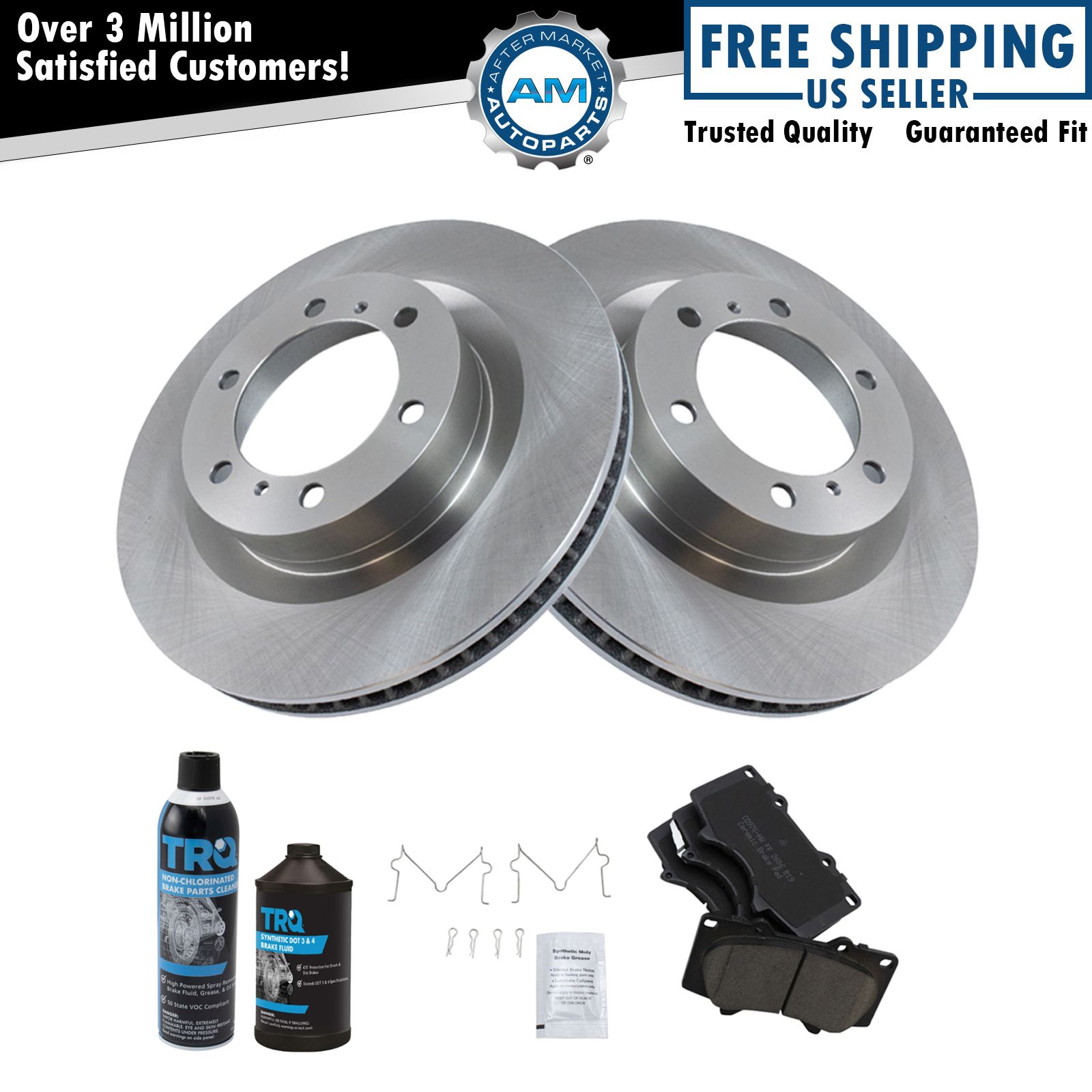 Front Ceramic Brake Pad & Rotor Kit w/Chemicals for Toyota Lexus