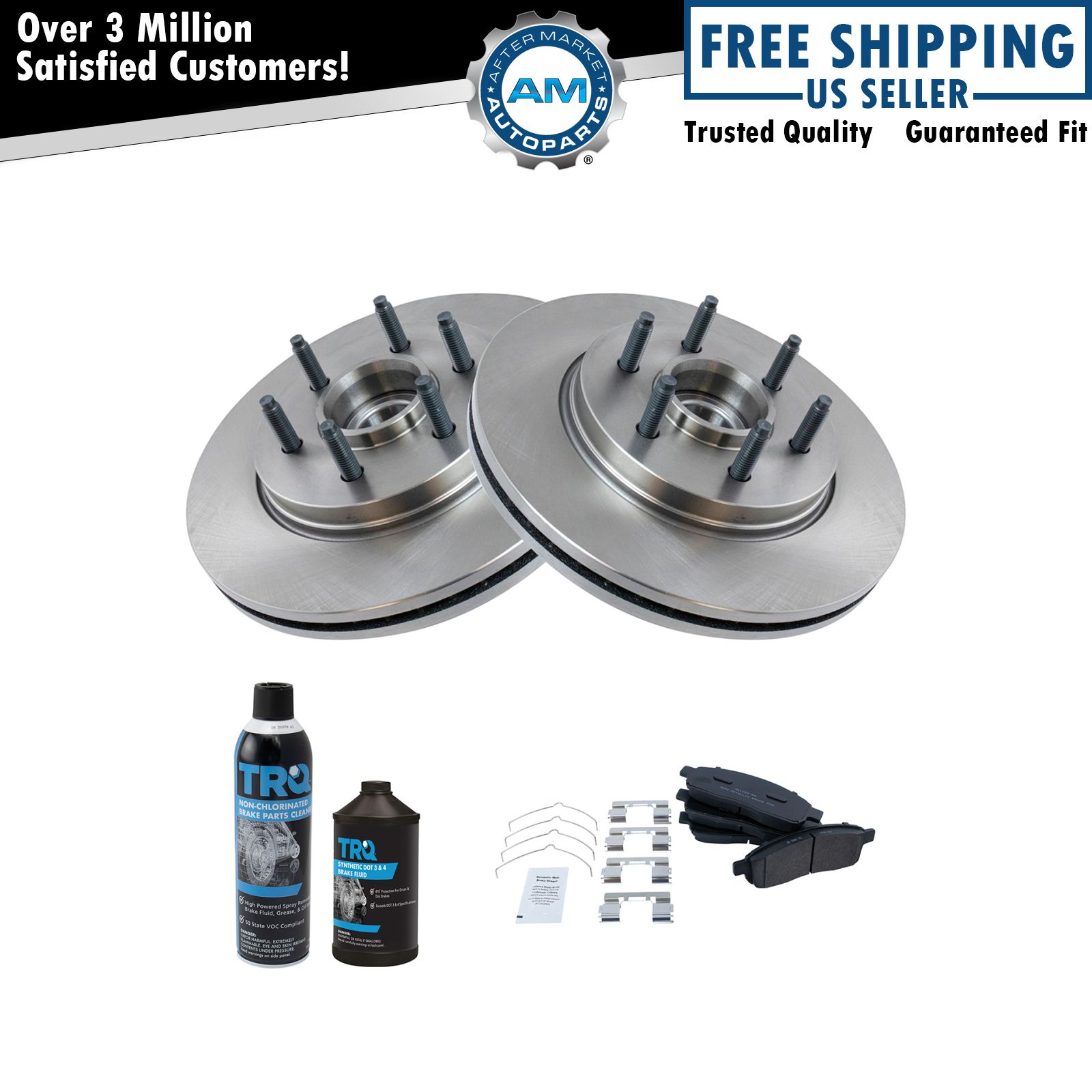 Front Metallic Brake Pad & Rotor Kit w/Chemicals for F150 Mark LT 2WD