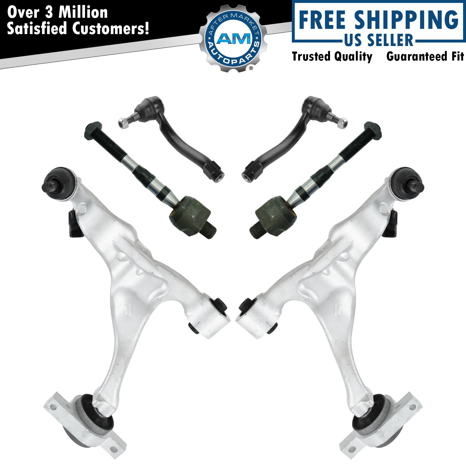 6 Piece Steering & Suspension Kit Control Arms & Ball Joints w/ Tie Rod