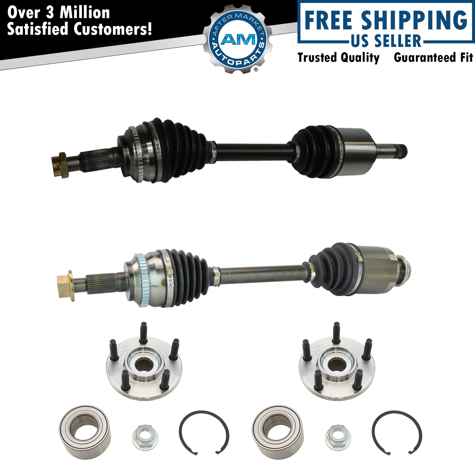 Front CV Axle Shaft Set with Hubs & Bearings for Ford Edge Lincoln MKX
