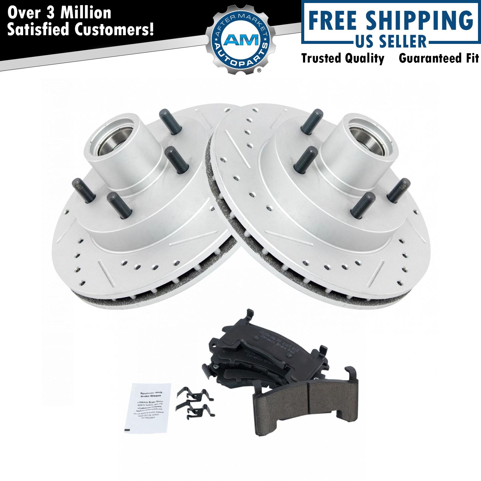 Front Performance Drilled Slotted Brake Rotor & Ceramic Pad Set for S10