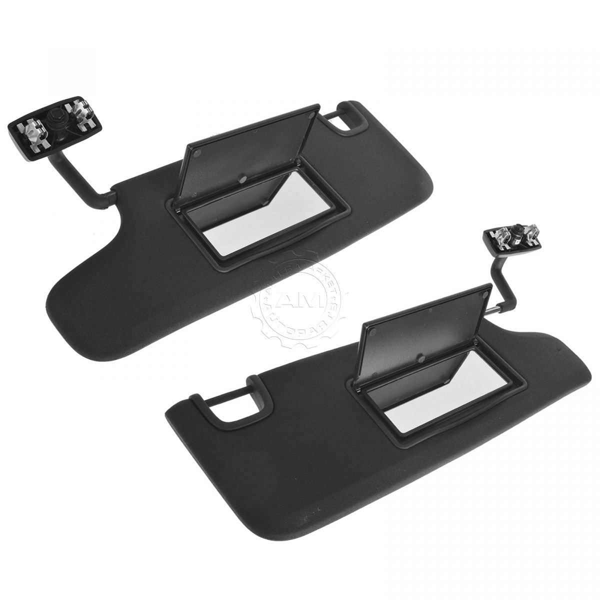OEM Sun Visor w/ Integrated Mirror LH & RH Pair Set Black for Jeep