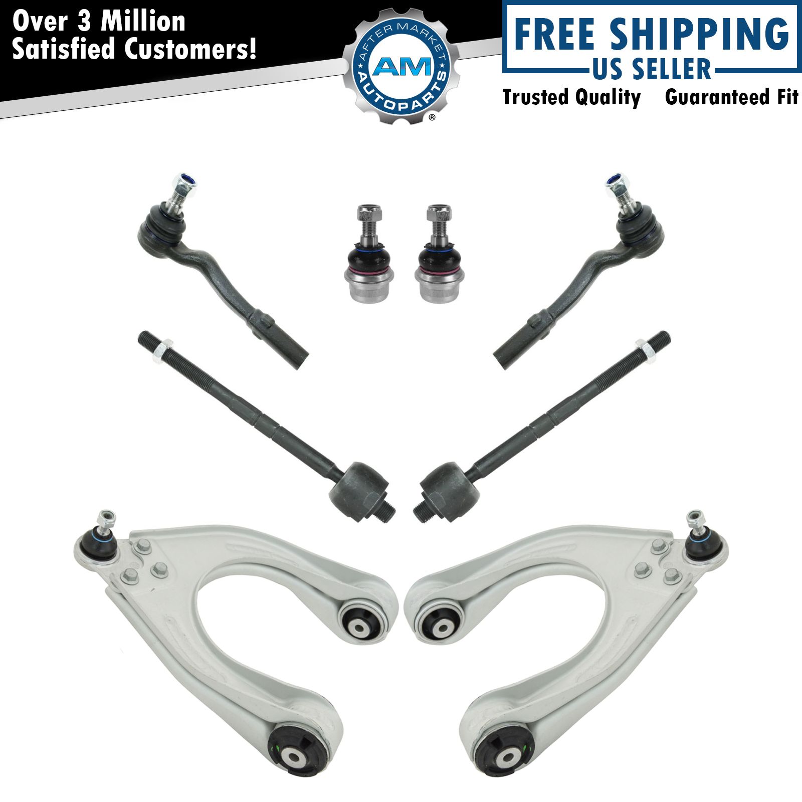 8 Piece Front /& Rear Suspension Kit Control Arms Ball Joints Sway Bar End Links