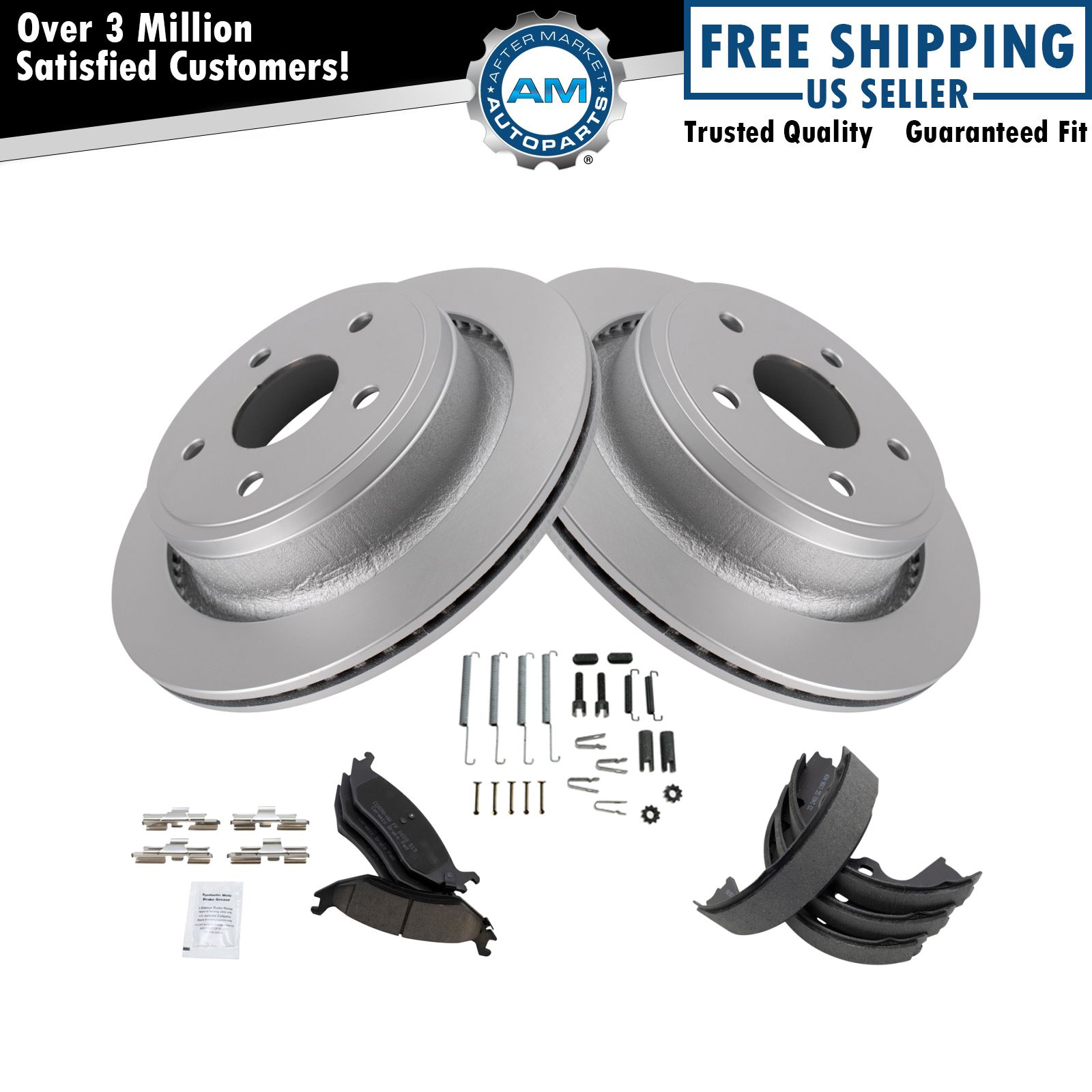 Rear Ceramic Brake Pad Coated Rotor Parking Emergency Shoe Kit for Durango