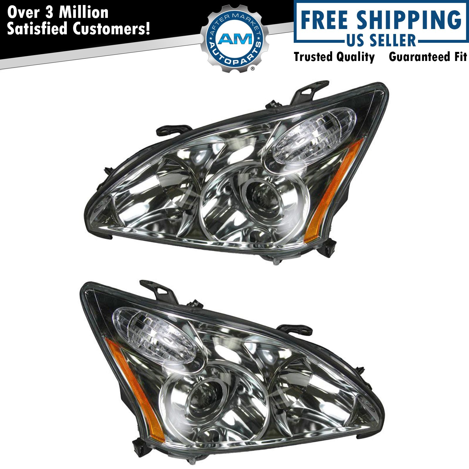 HID Xenon Headlights Headlamps Left & Right Pair Set for 04-06 Lexus RX330