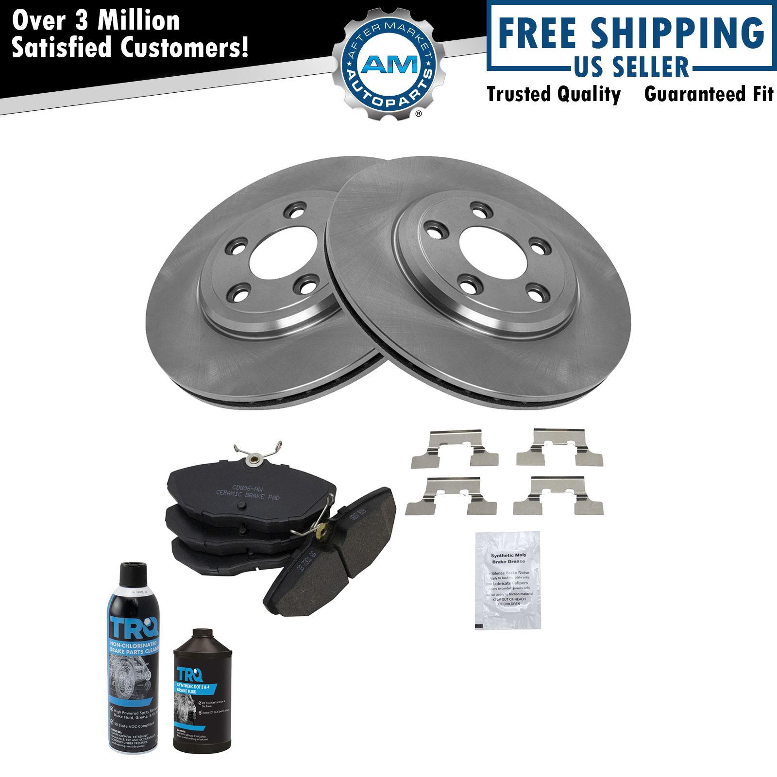 Rear Disc Brake Pad & Rotor Kit w/Chemicals for Lincoln LS S-Type