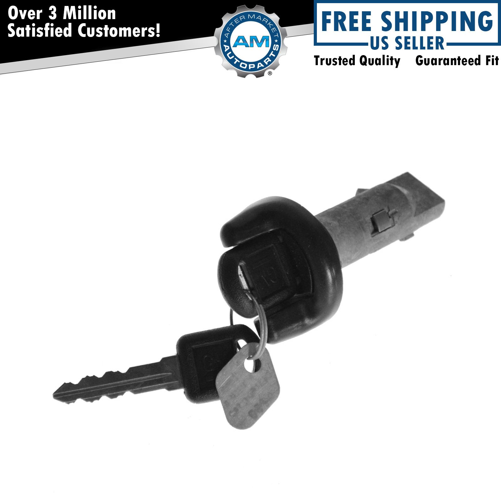 Ignition Lock Cylinder with Key Black Bezel for Chevy GMC Oldsmobile