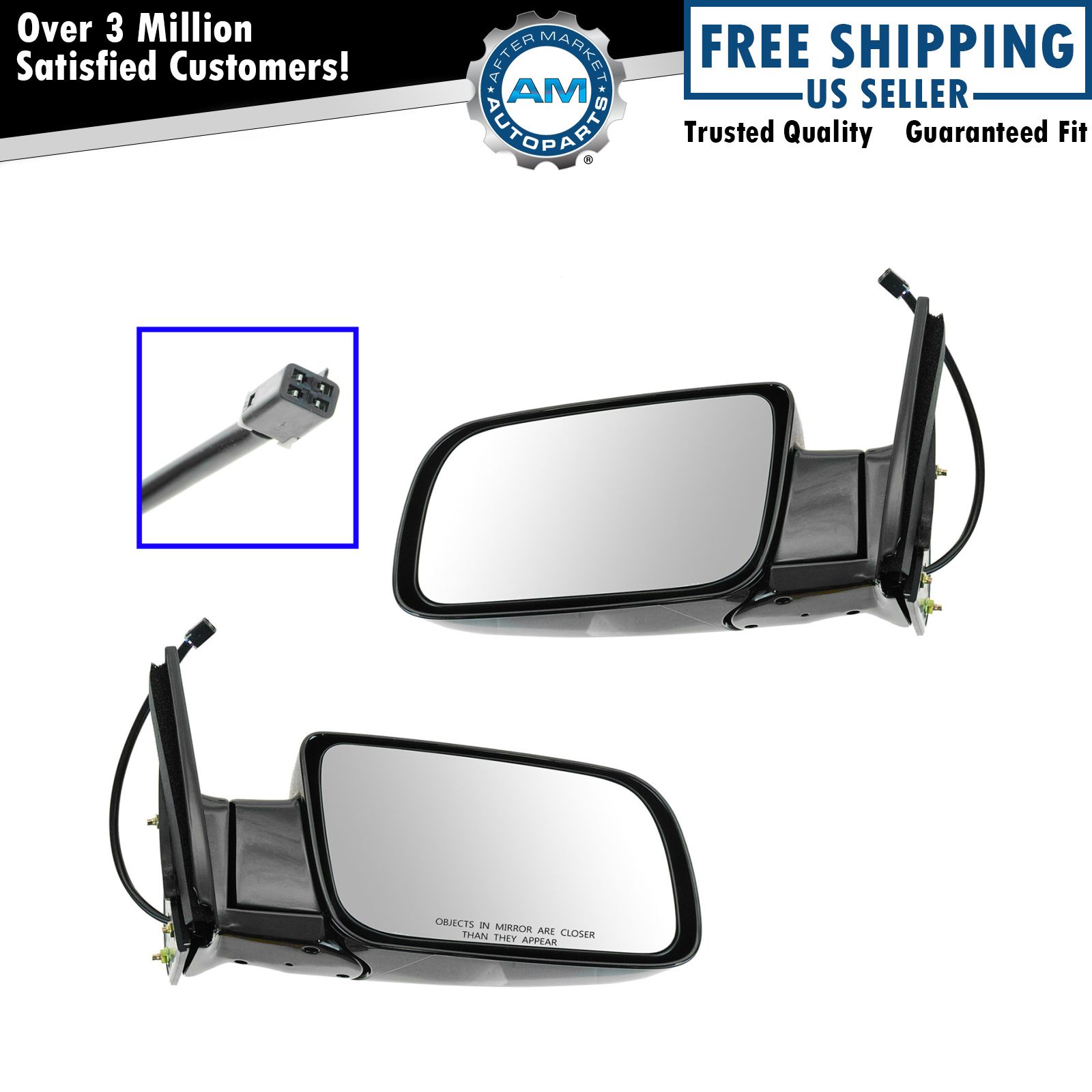 Mirrors Power Black Folding Left/Right Pair Set for Chevy GMC Pickup Truck