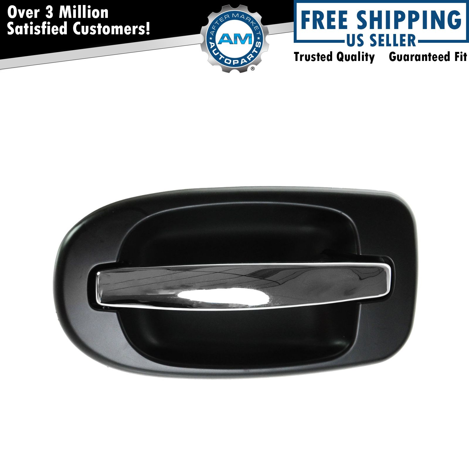 Door Handle Rear Outer Black & Chrome Driver Side for Buick Chevy Olds Pontiac