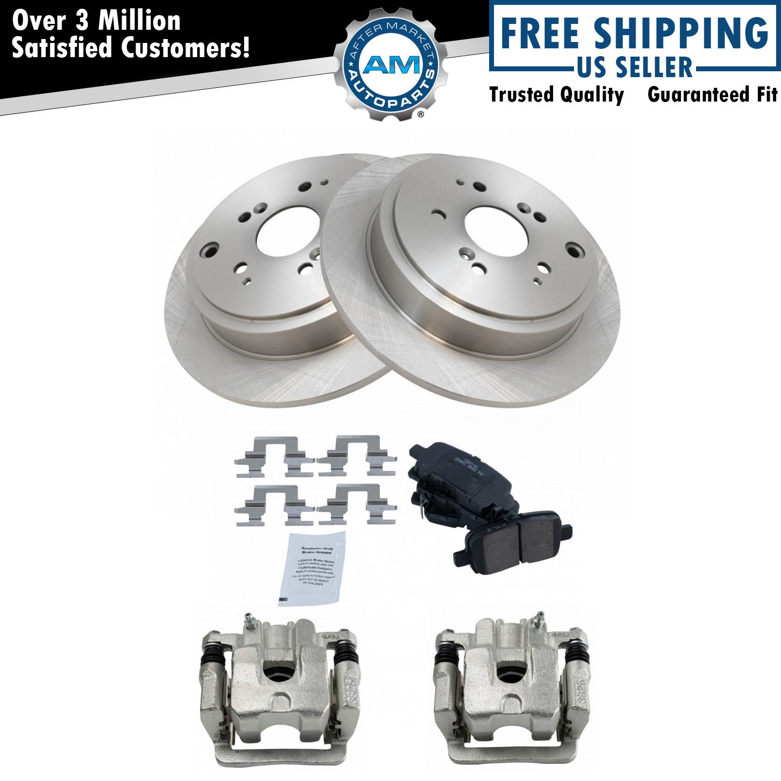 Rear Brake Calipers Ceramic Pads & Rotors Fits 01-06 Acura MDX 03-08 Honda Pilot