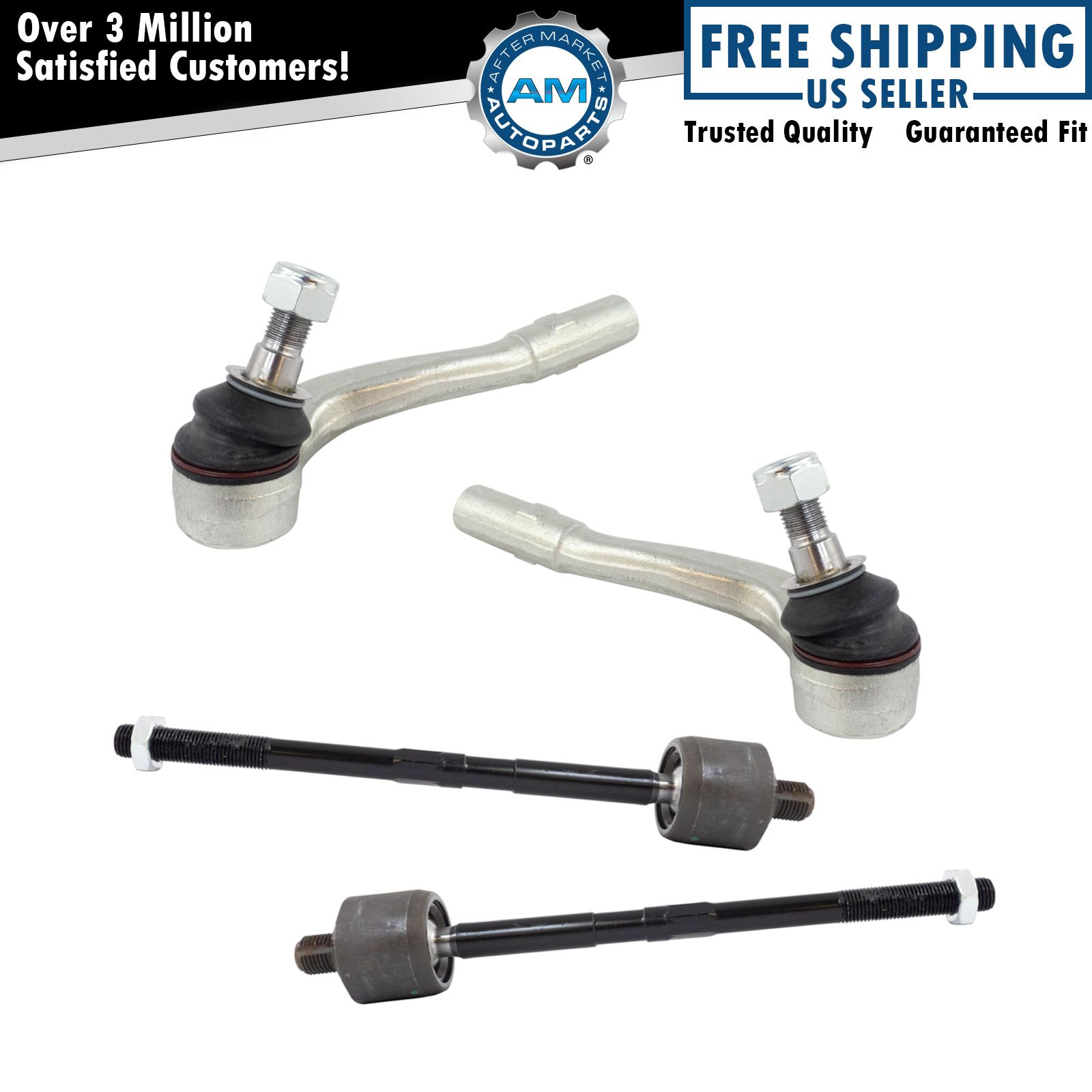 Front Inner & Outer Tie Rod Rack Steering End Kit Set of 4 for C300 E350 RWD New