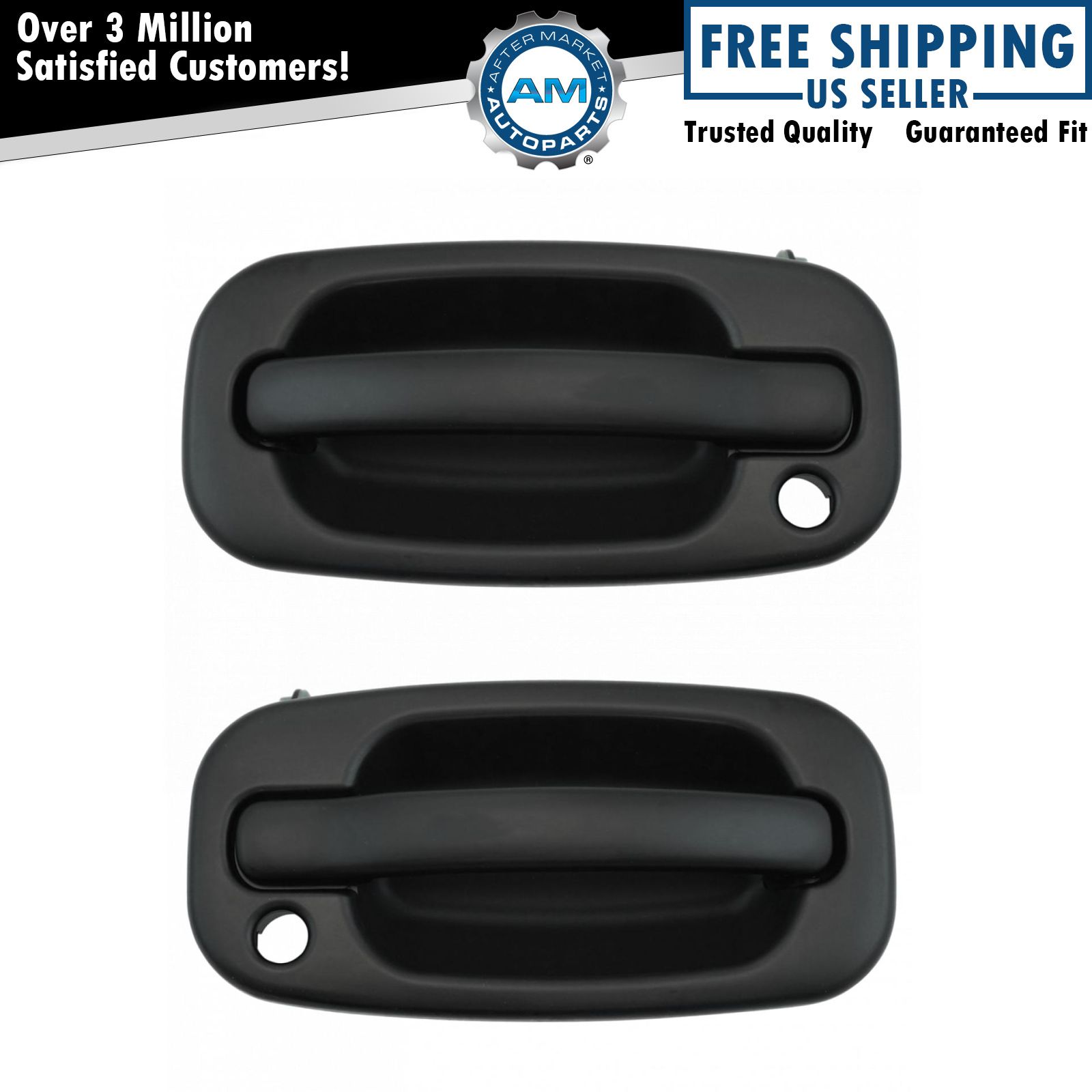 Outside Exterior Door Handles Gloss Black Front LH & RH Pair Set for Chevy GMC