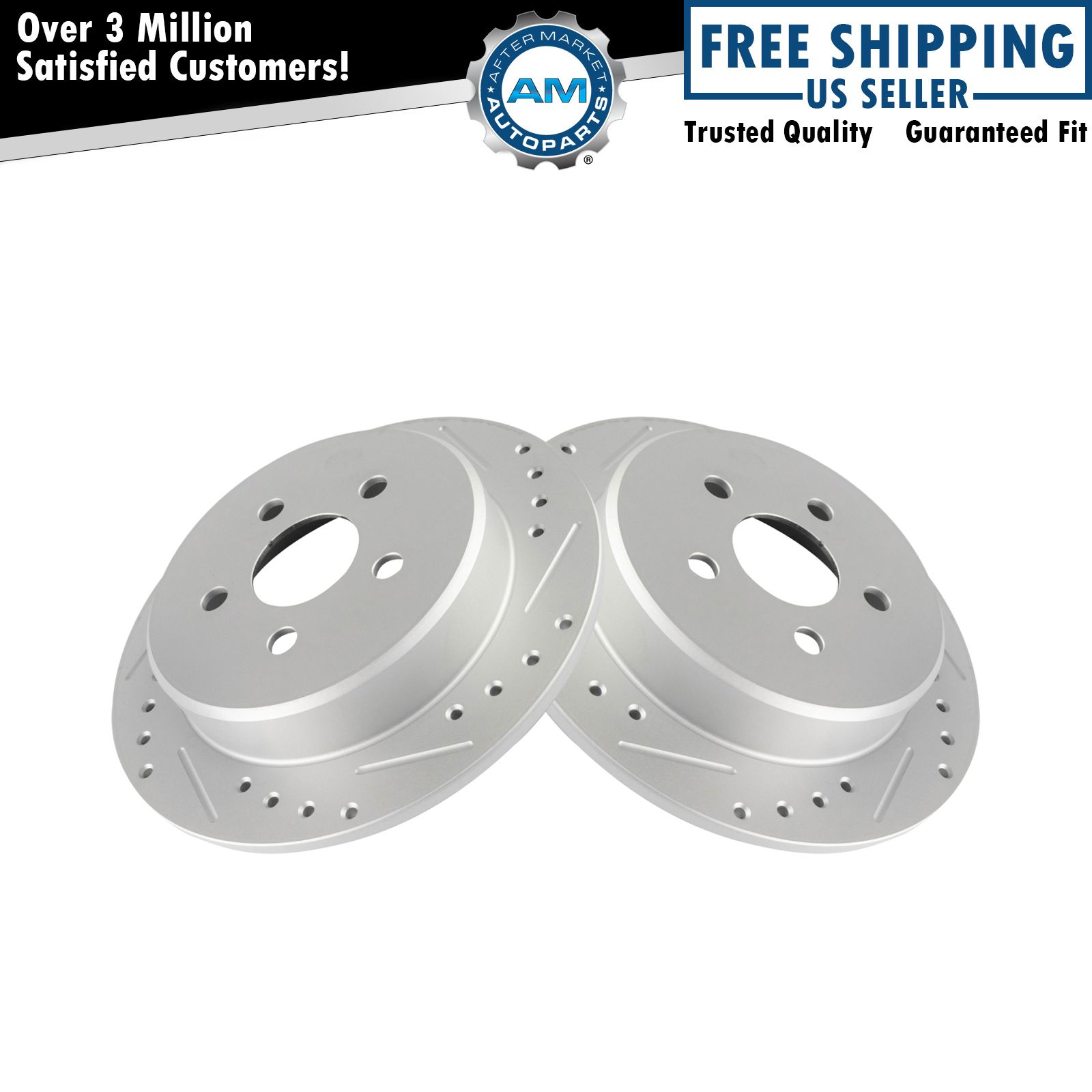 Performance Brake Rotor Drilled Slotted Coated Rear Pair for Chrysler