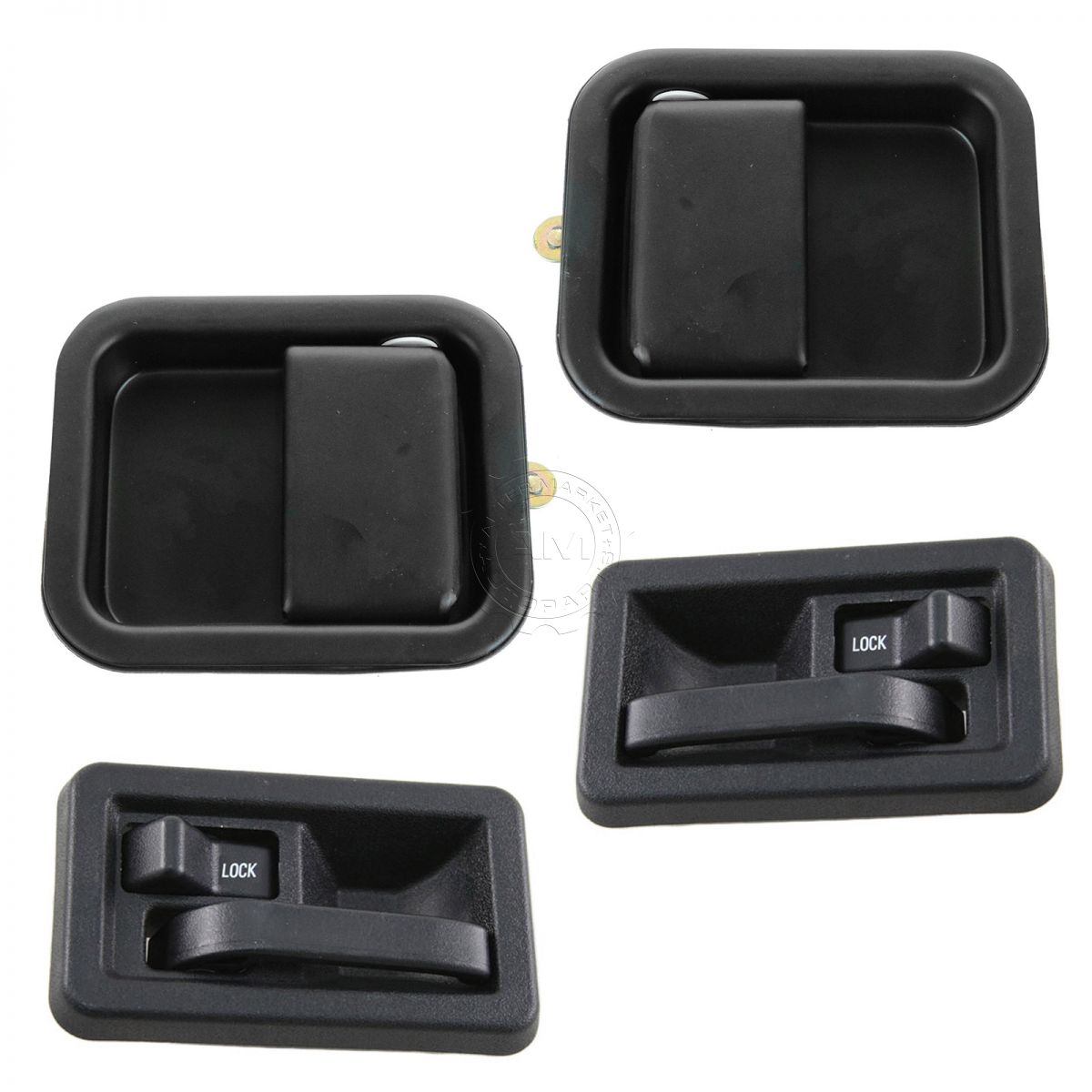 Door Handle Black Inside & Outside Kit Set of 4 for 97-04 Jeep Wrangler ...