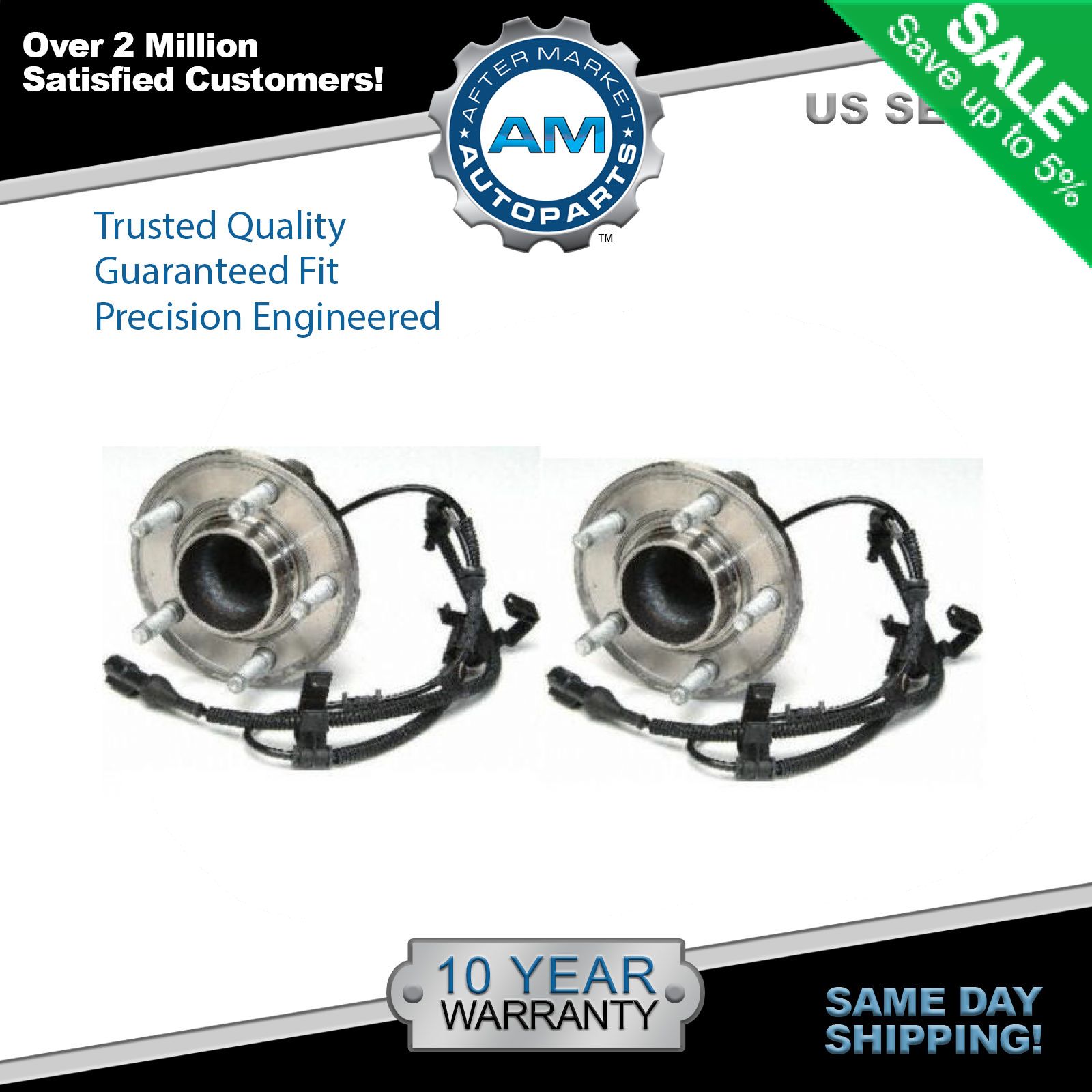 Front Wheel Hub & Bearing w/ Sensor Pair Set for Ford Mercury w/ ABS eBay