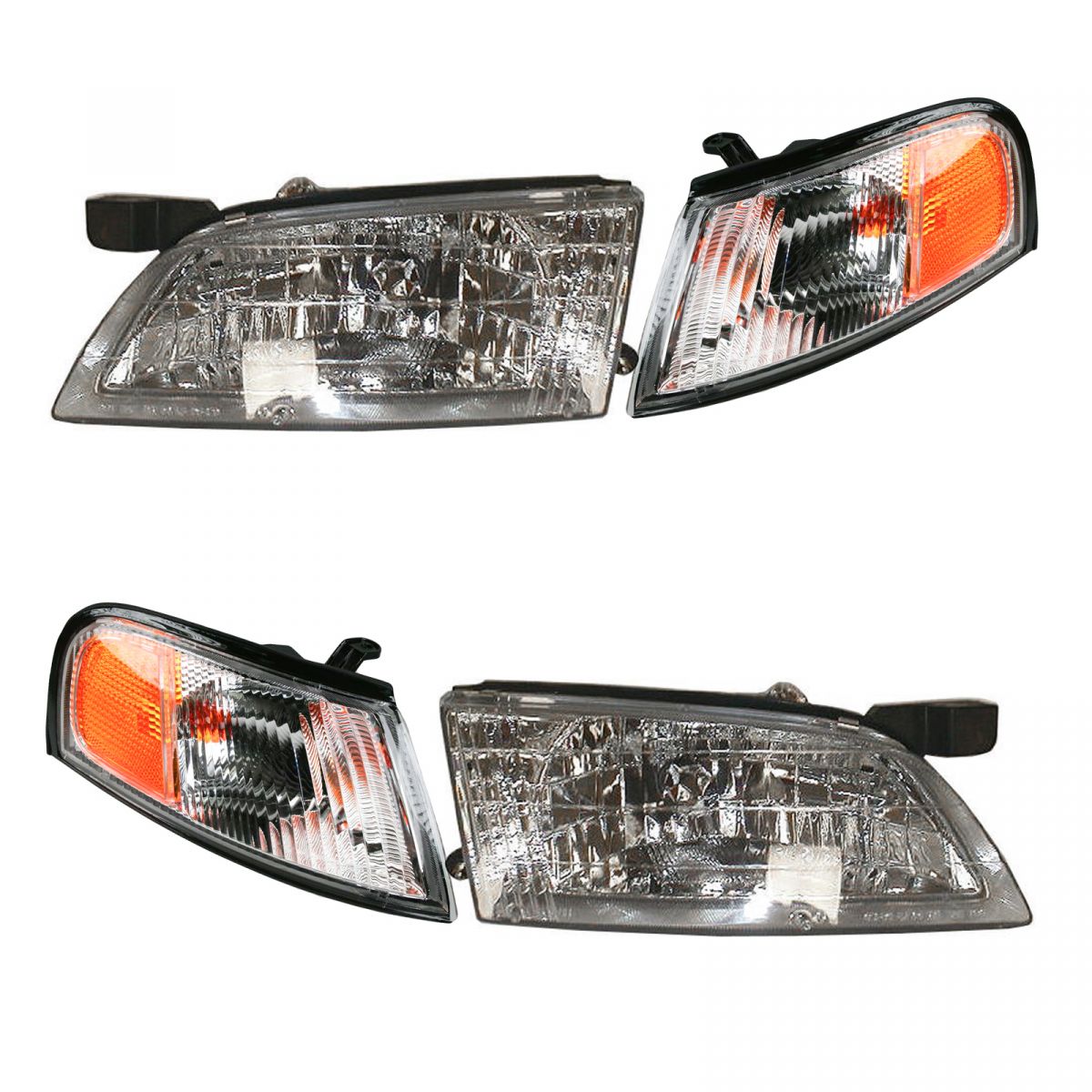 REPLACEMENT HEAD LIGHTS LAMPS BLACK AMBER SIGNAL VIP PAIRS FOR 02-04 ALTIMA 4DR