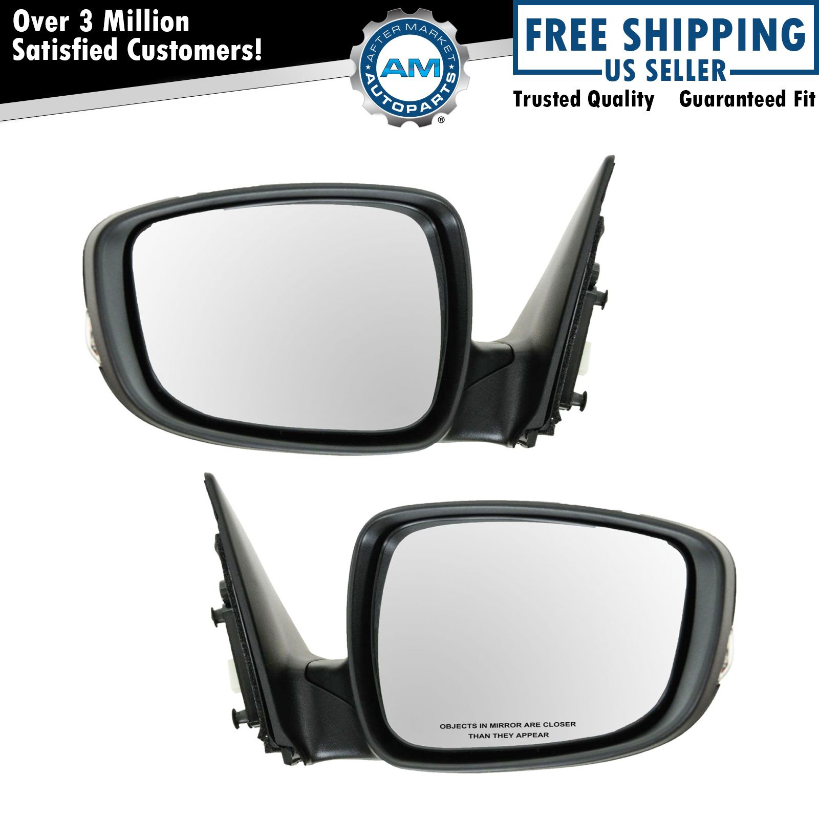 Pair Power Heated Side Mirrors For 2011-2013 Hyundai Elantra Sedan – Paint To Match Black (AM Autoparts)