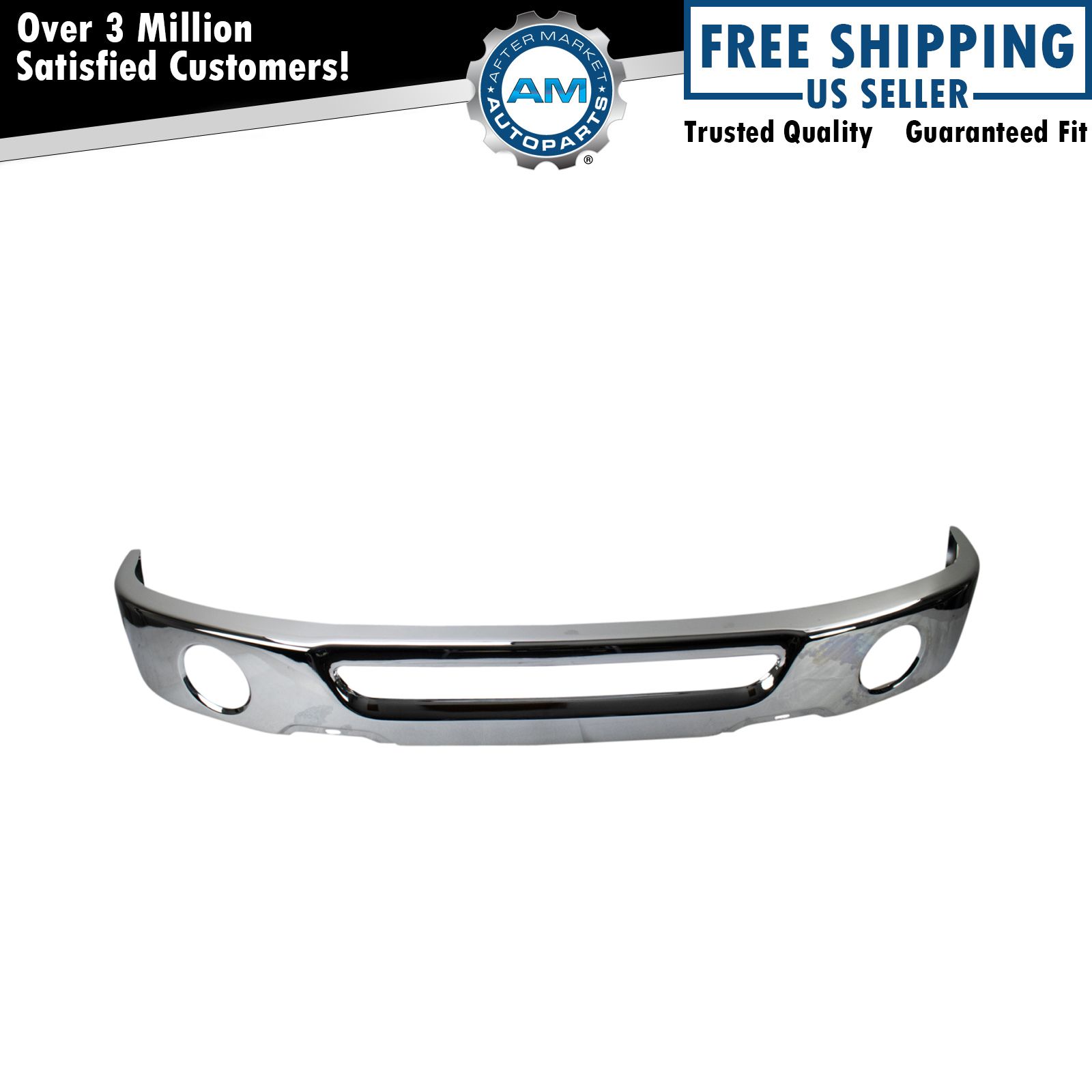 Front Chrome Bumper Assembly w/ Fog Holes for Ford F150 Lincoln Mark LT Pickup