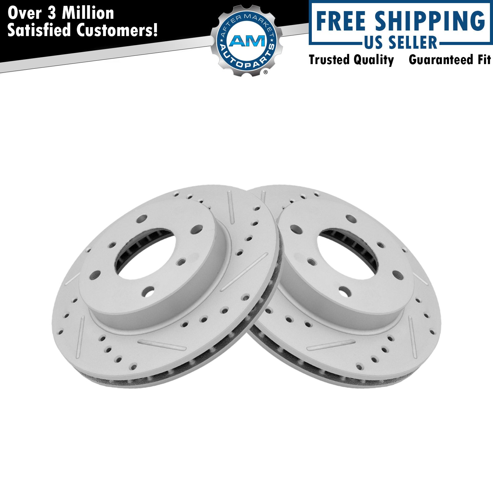 Performance Brake Rotor Drilled & Slotted Front Coated Pair for Nissan