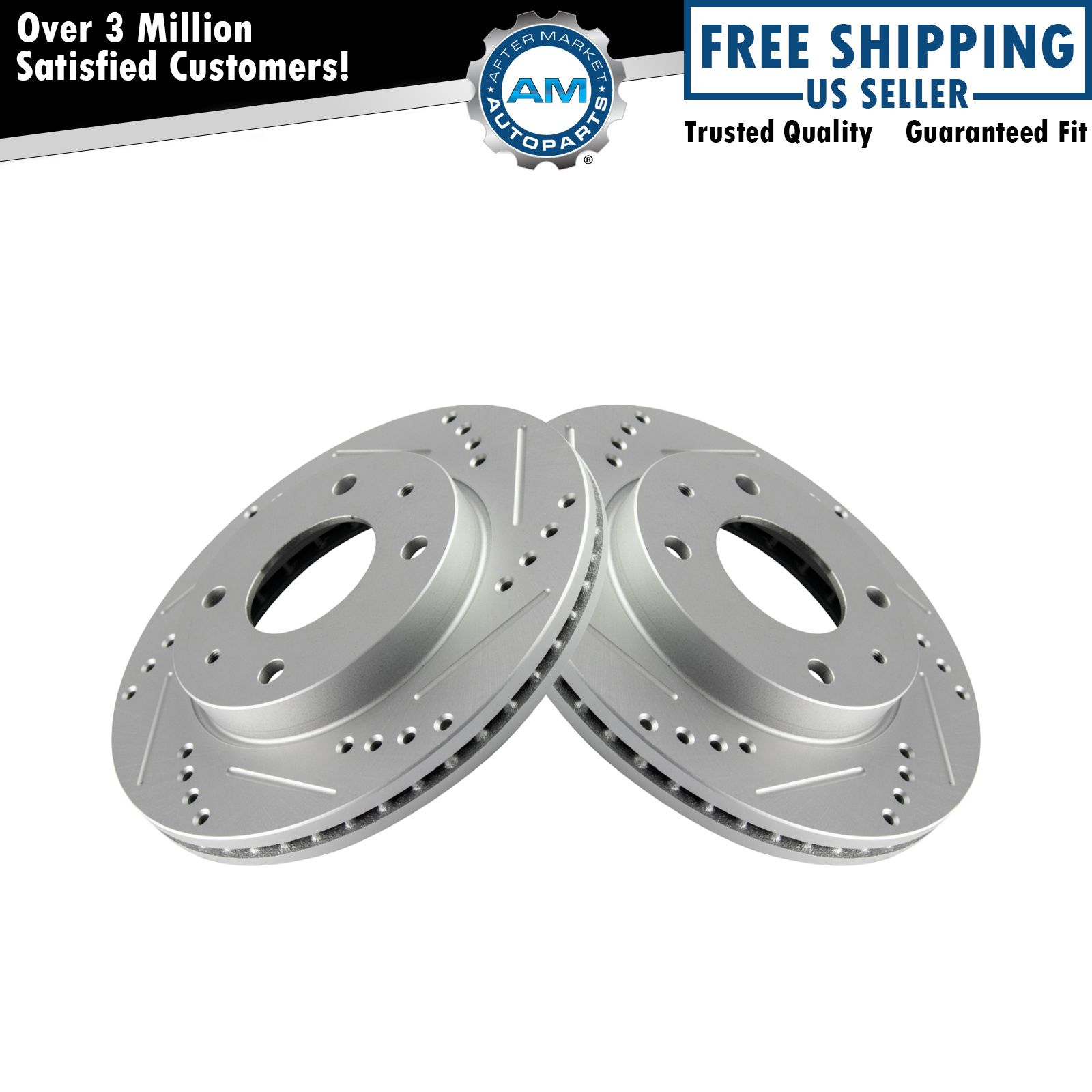 Performance Brake Rotor Drilled Slotted Front Coated Pair for Hyundai