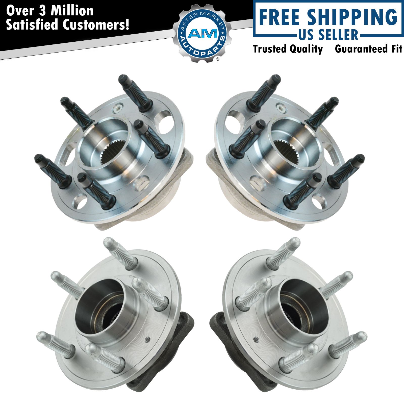 4 Piece Front Rear Wheel Hub & Bearing Assemblies for Chevy Equinox GMC ...