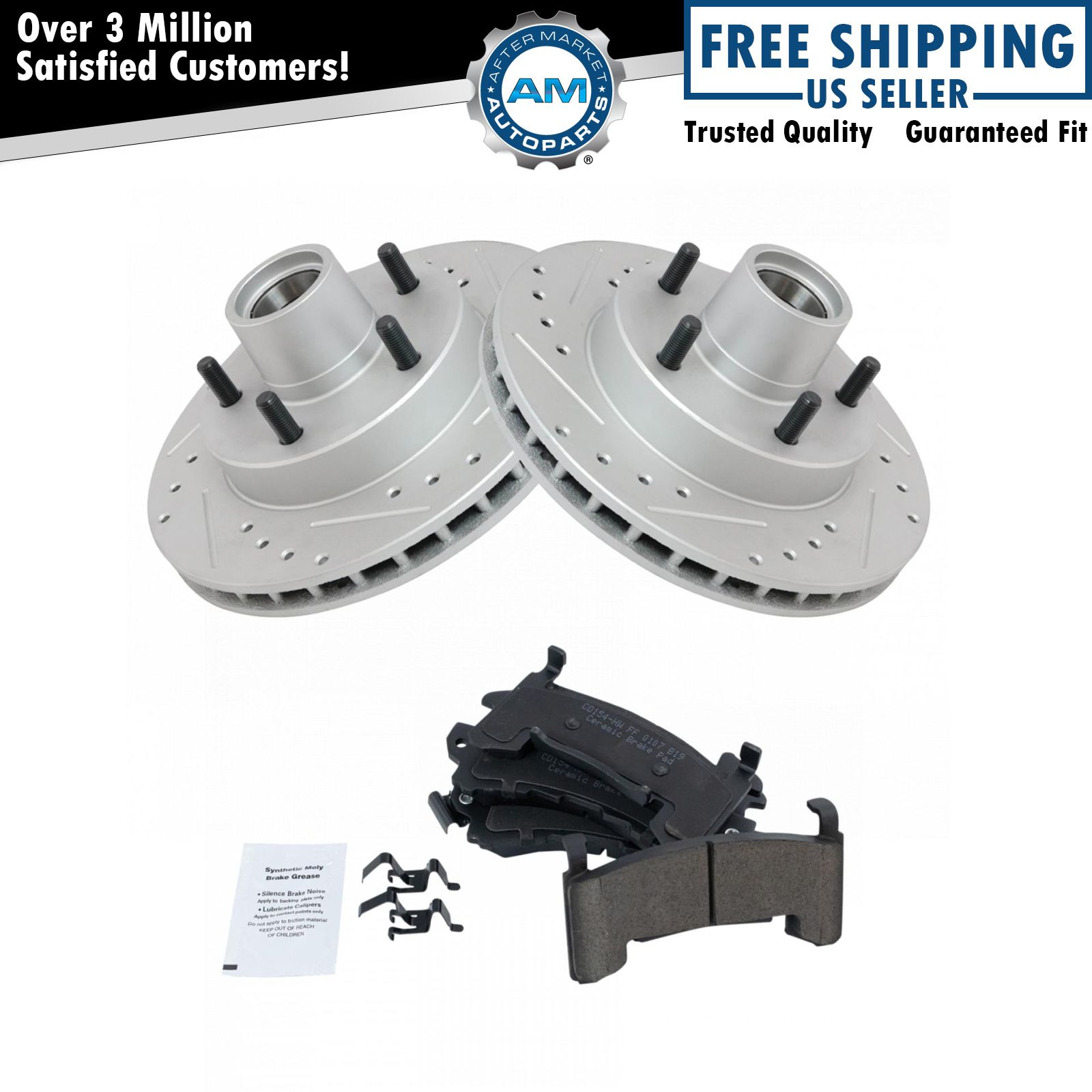 Performance Brake Rotor Drilled Slotted Coated & Ceramic Pad Front Kit