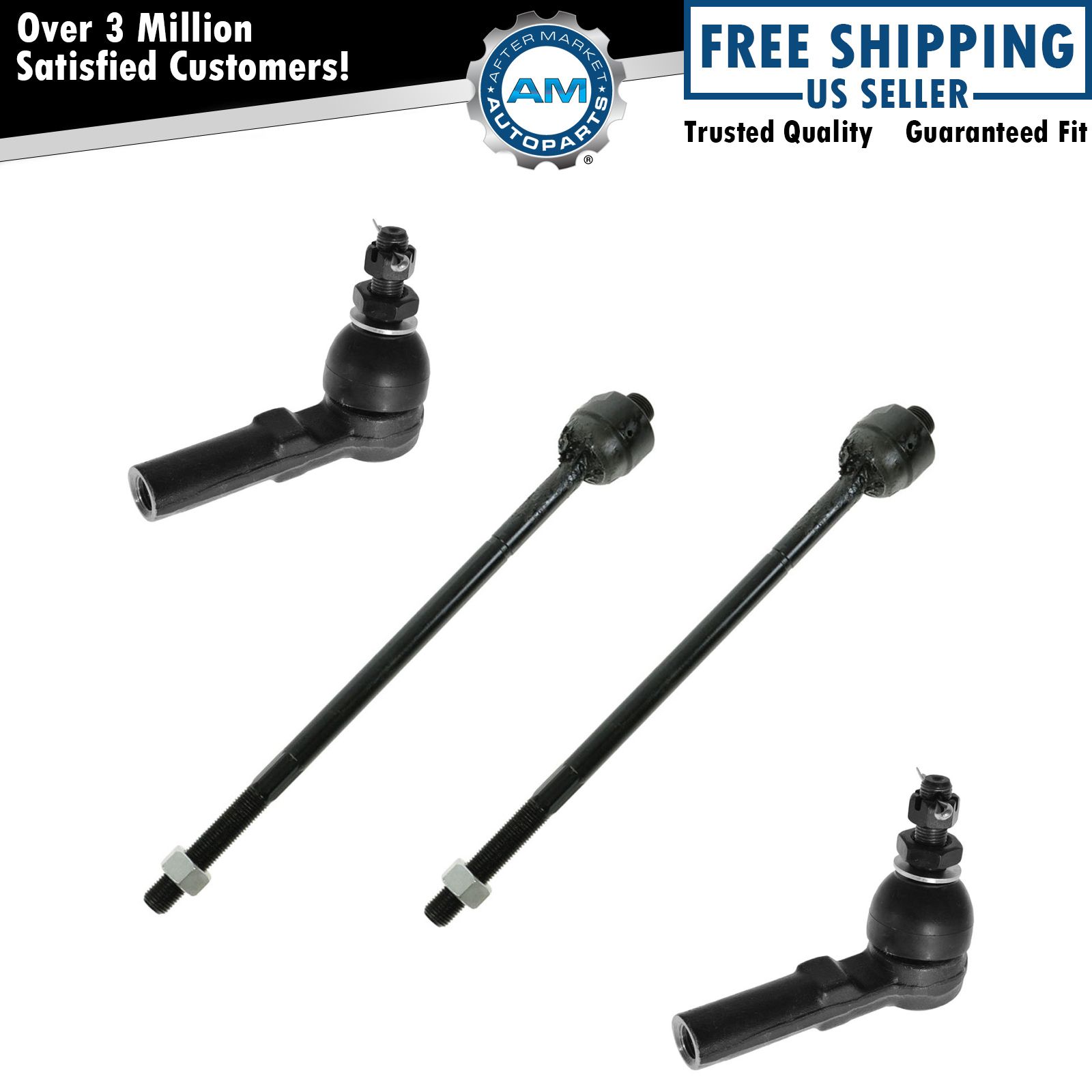 Tie Rod End Inner Outer Kit Set of 4 for Buick Cadillac Pontiac Oldsmobile