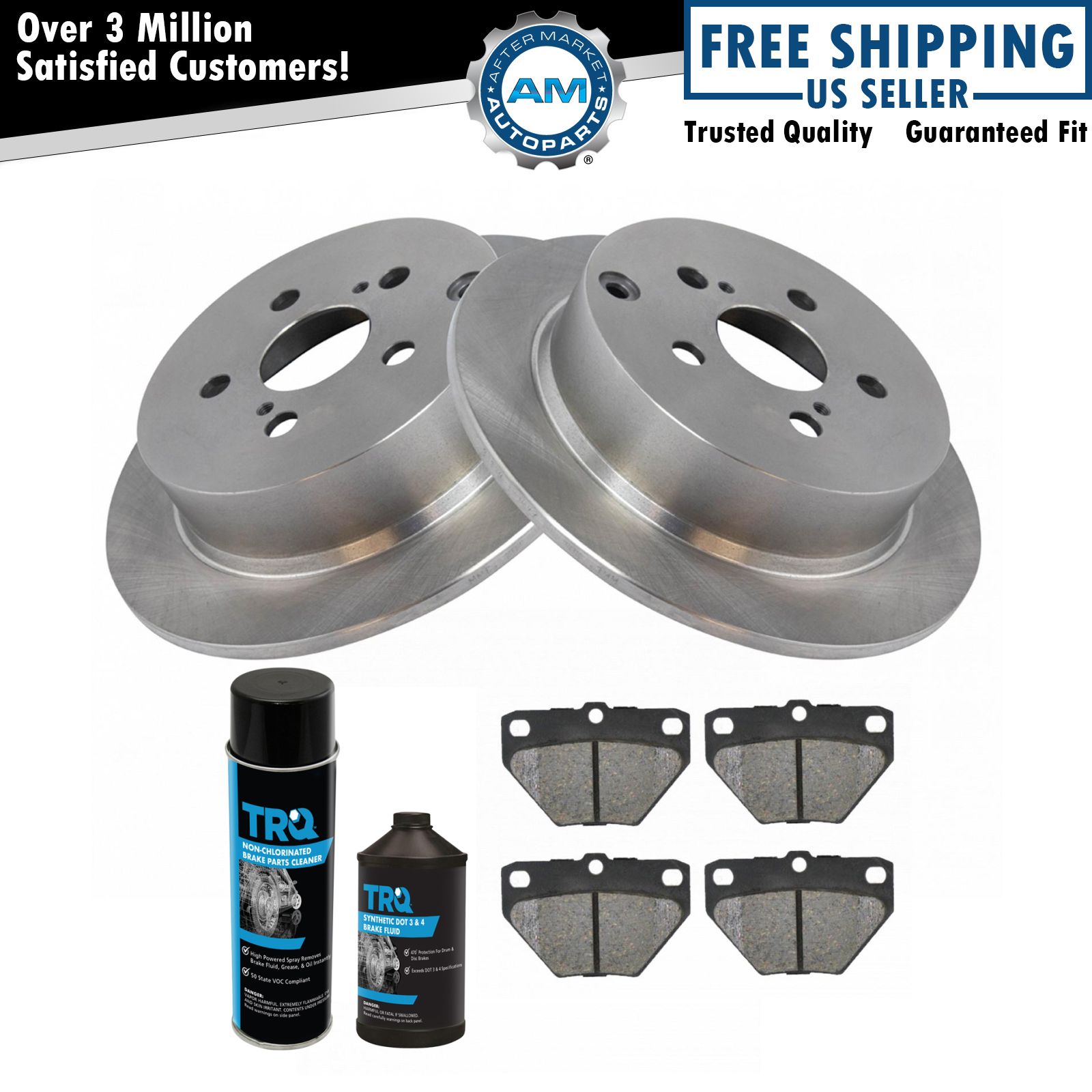 Rear Ceramic Brake Pad & Rotor Kit w/Fluids for Vibe Matrix Celica Corolla