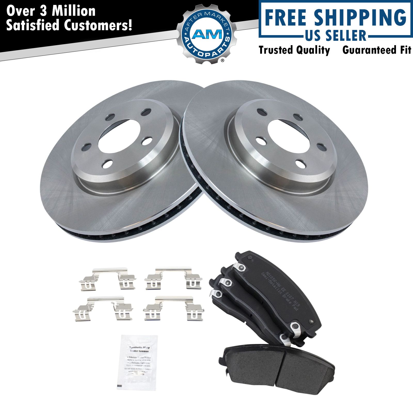 Front Metallic Brake Pad & Rotor Left & Right Kit for Chrysler Dodge