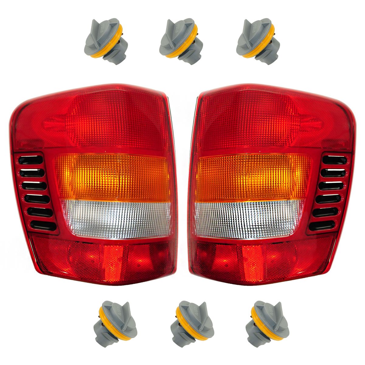 Rear Taillight Taillamp Brake Light w/ 6 Sockets Pair Set for Grand