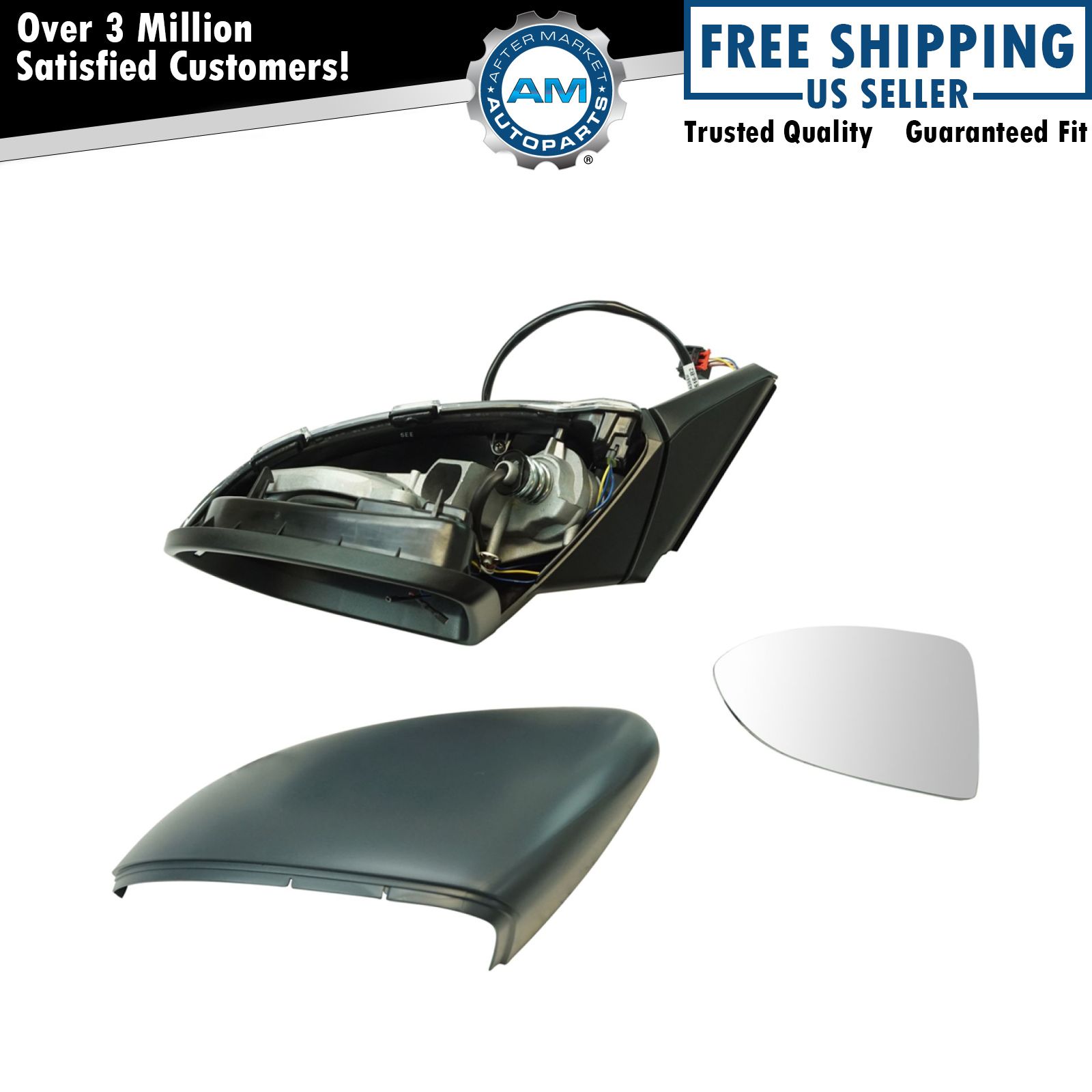 Exterior Power Heated w/ Turn Signal Smooth Paint to Match Mirror LH Side for VW