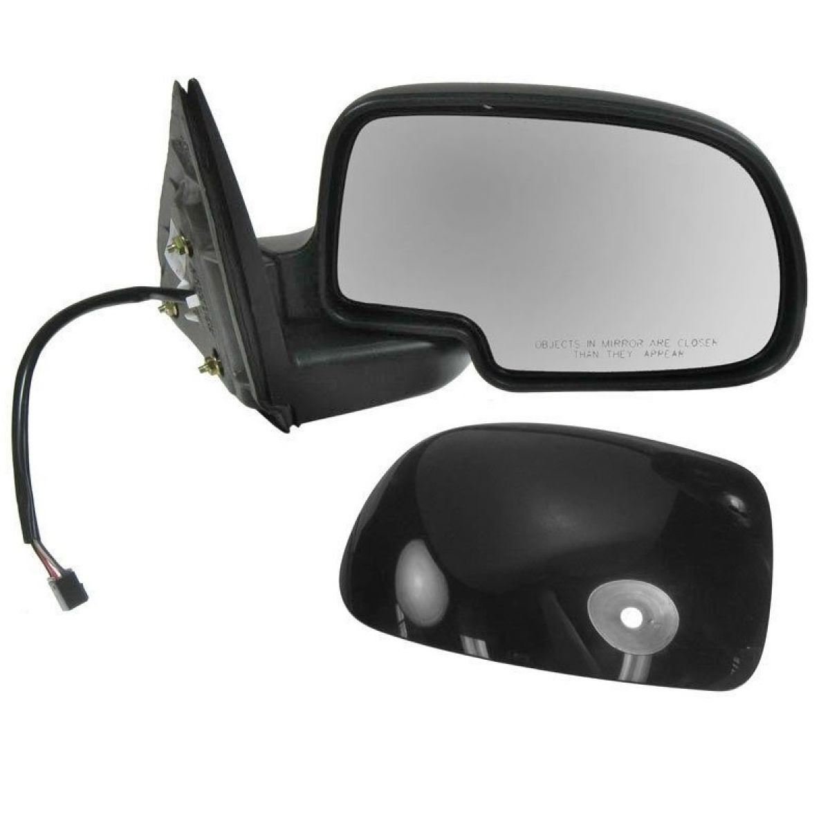 Side View Mirror Power Heated w/ Puddle Gloss Black Passenger RH for